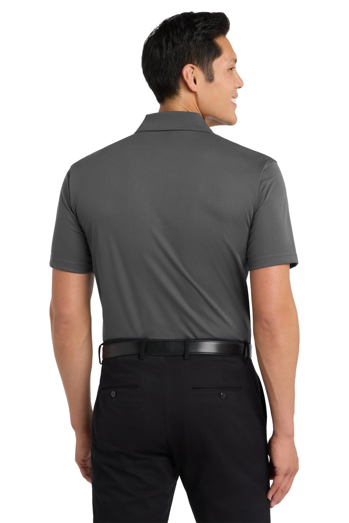 DISCONTINUED Port Authority Tall Tech Pique Polo. TLK527 - Grey Smoke - back
