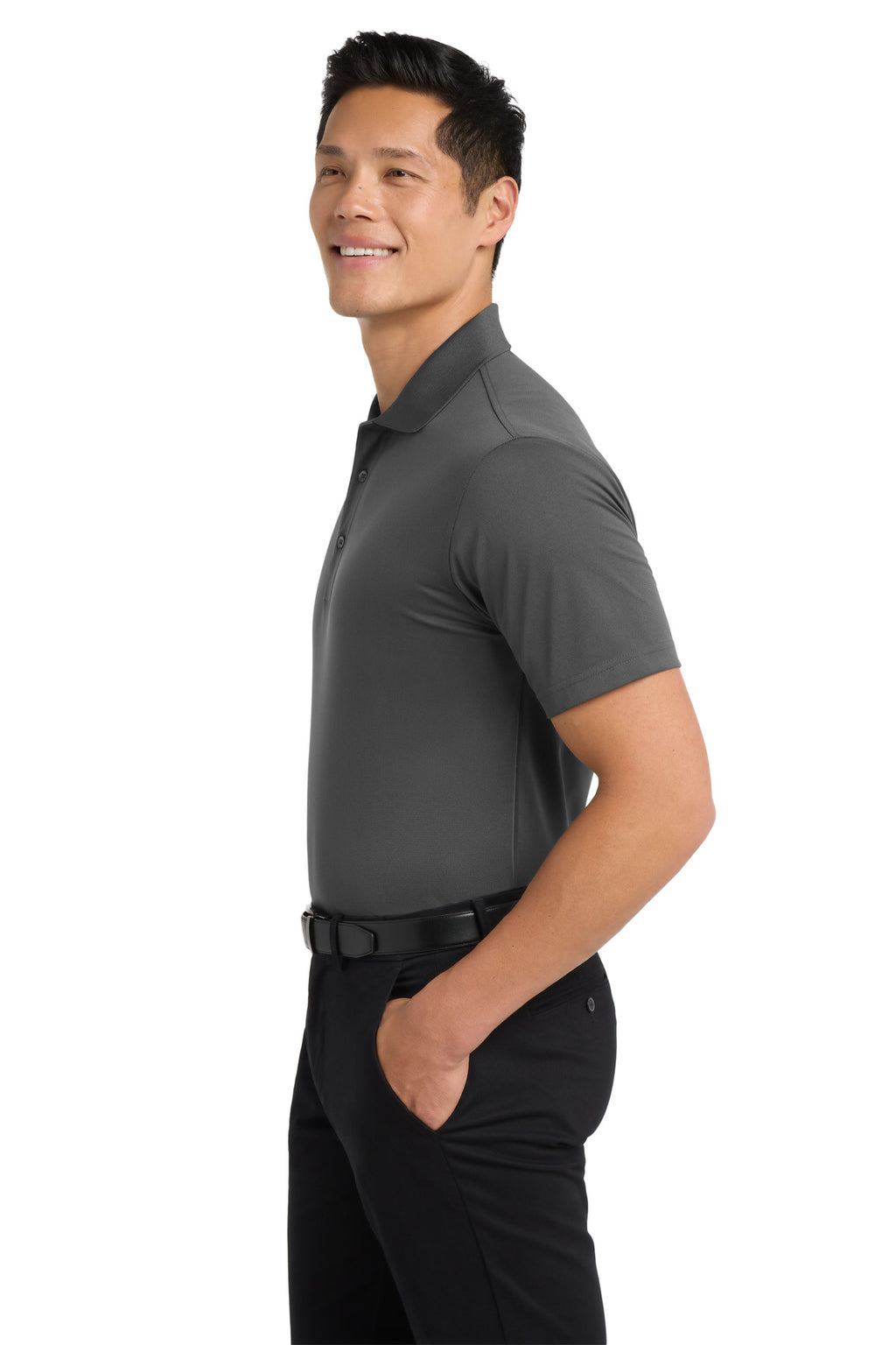 DISCONTINUED Port Authority Tall Tech Pique Polo. TLK527 - Grey Smoke - side