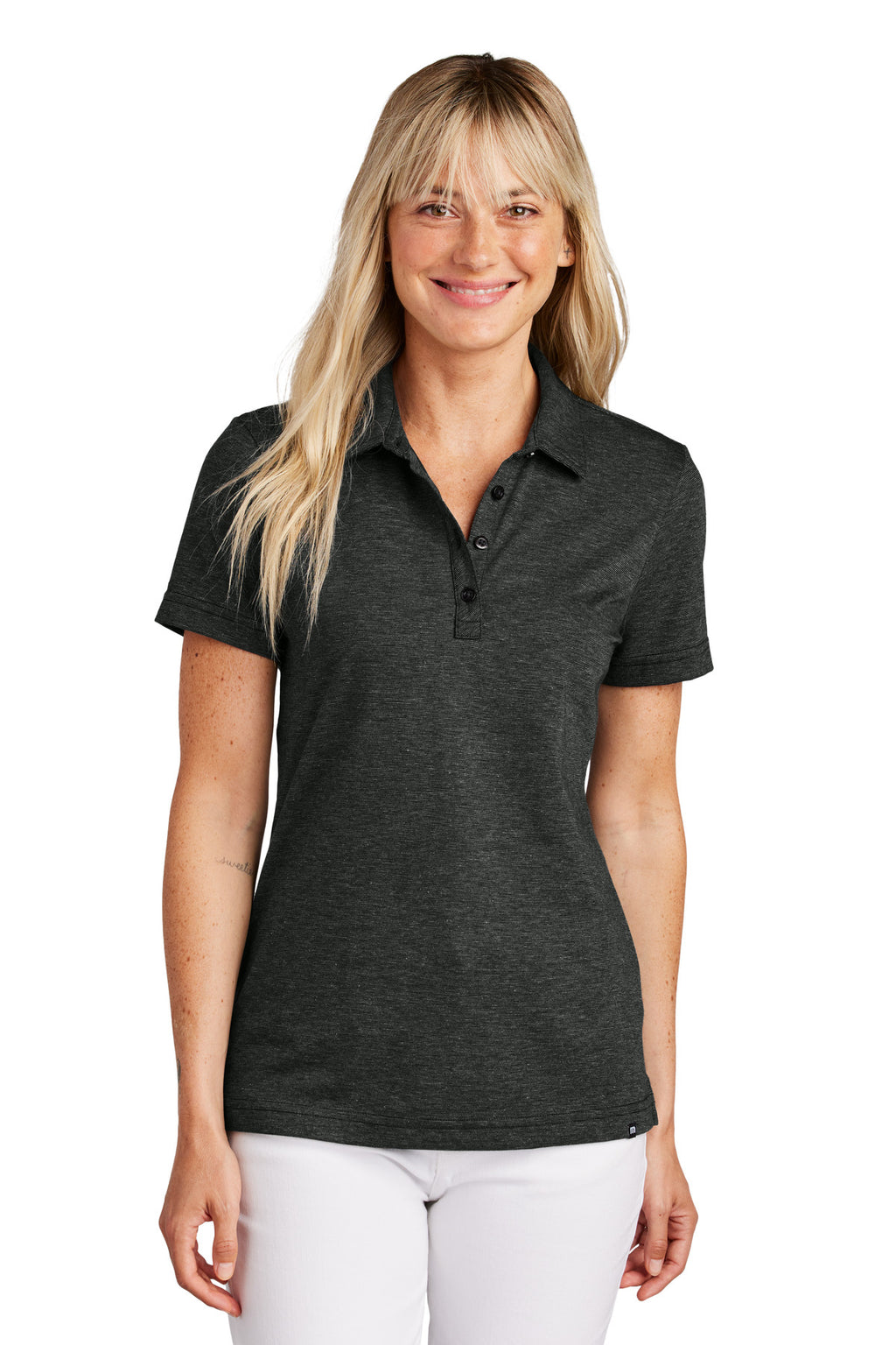 TravisMathew Women's Sunnyvale Polo TM1LD005 - Black Heather - front