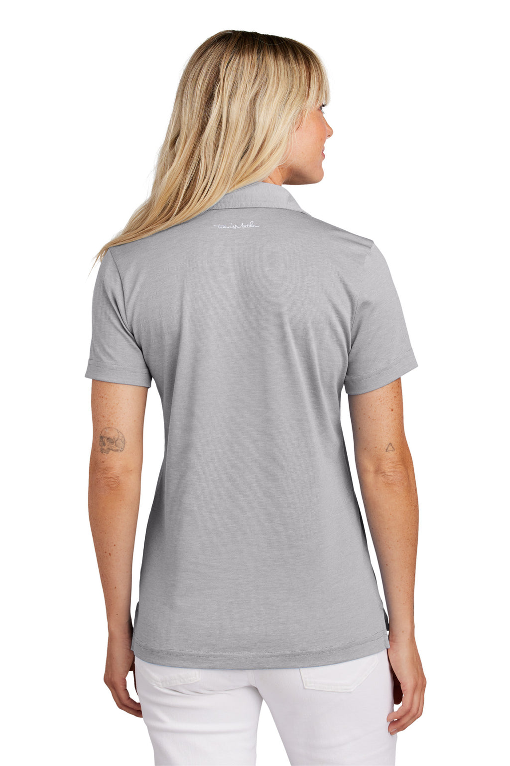 TravisMathew Women's Sunnyvale Polo TM1LD005 - Light Grey Heather - back