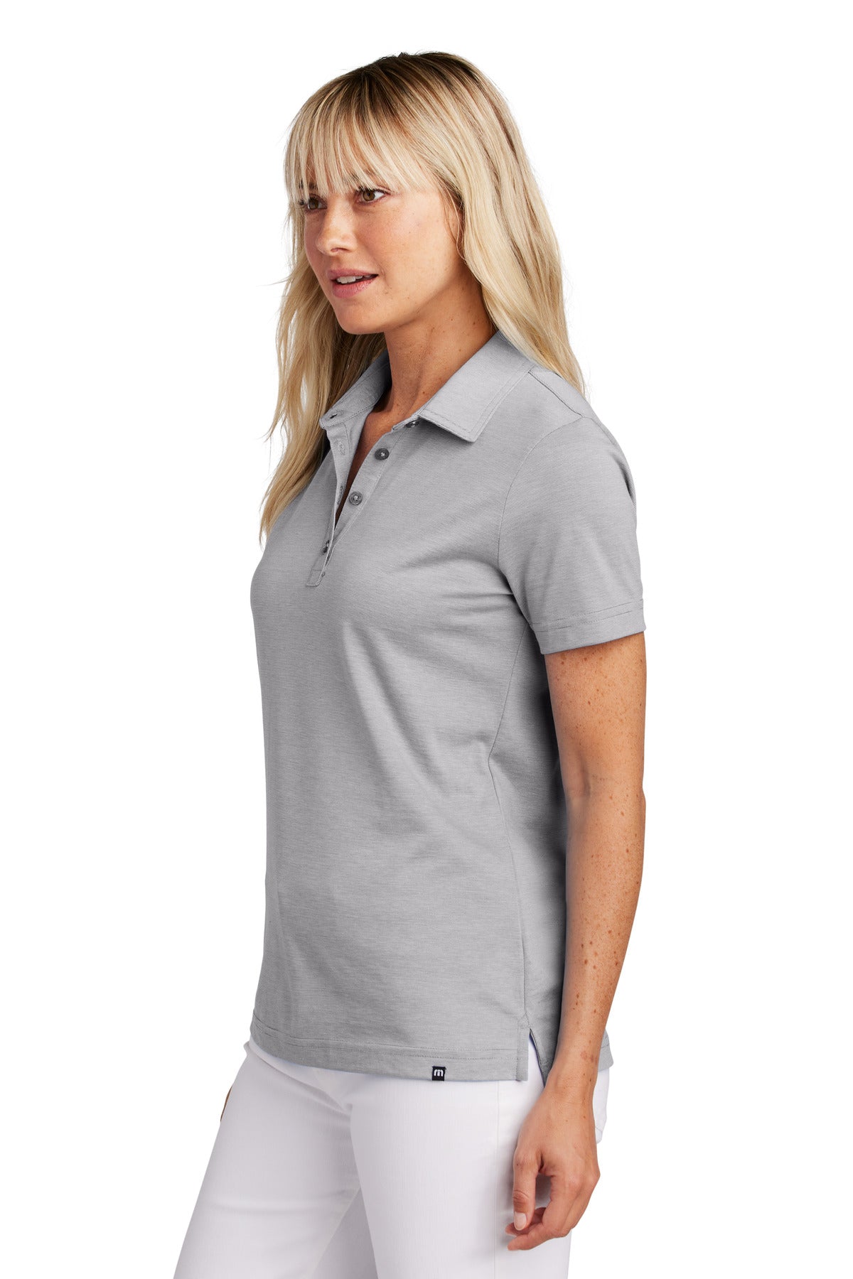 TravisMathew Women's Sunnyvale Polo TM1LD005 - Light Grey Heather - side
