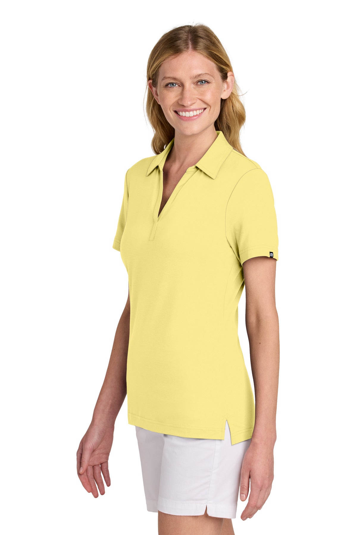 TravisMathew Women's Glenview Solid Polo TM1LF071 - Pale Yellow - side