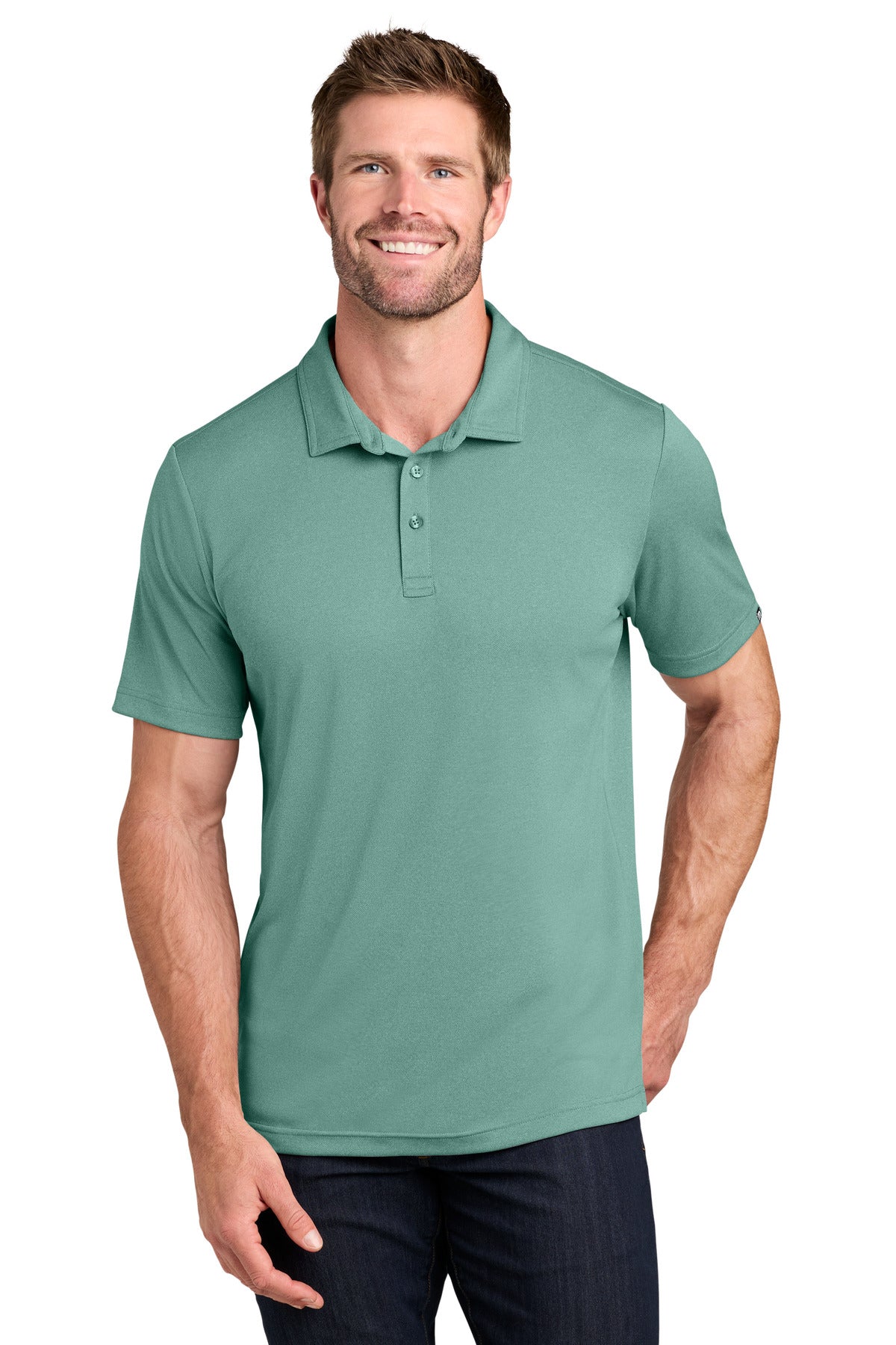 TravisMathew Coto Performance Polo. TM1MU410 - Beryl Green Heather - front