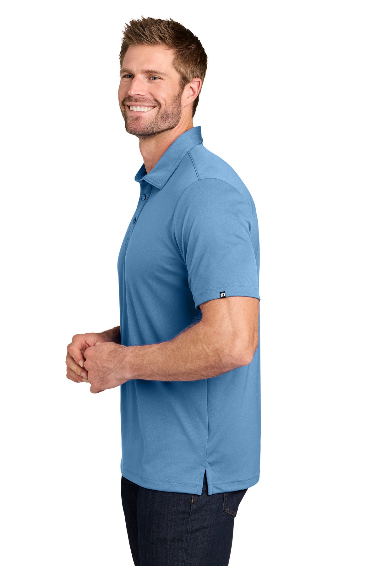TravisMathew Coto Performance Polo. TM1MU410 - Federal Blue - side