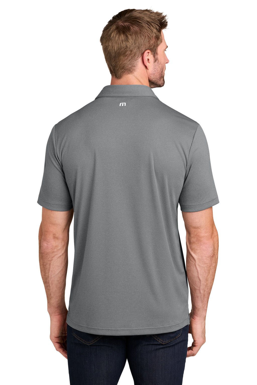 TravisMathew Coto Performance Polo. TM1MU410 - Quiet Shade Grey Heather - back