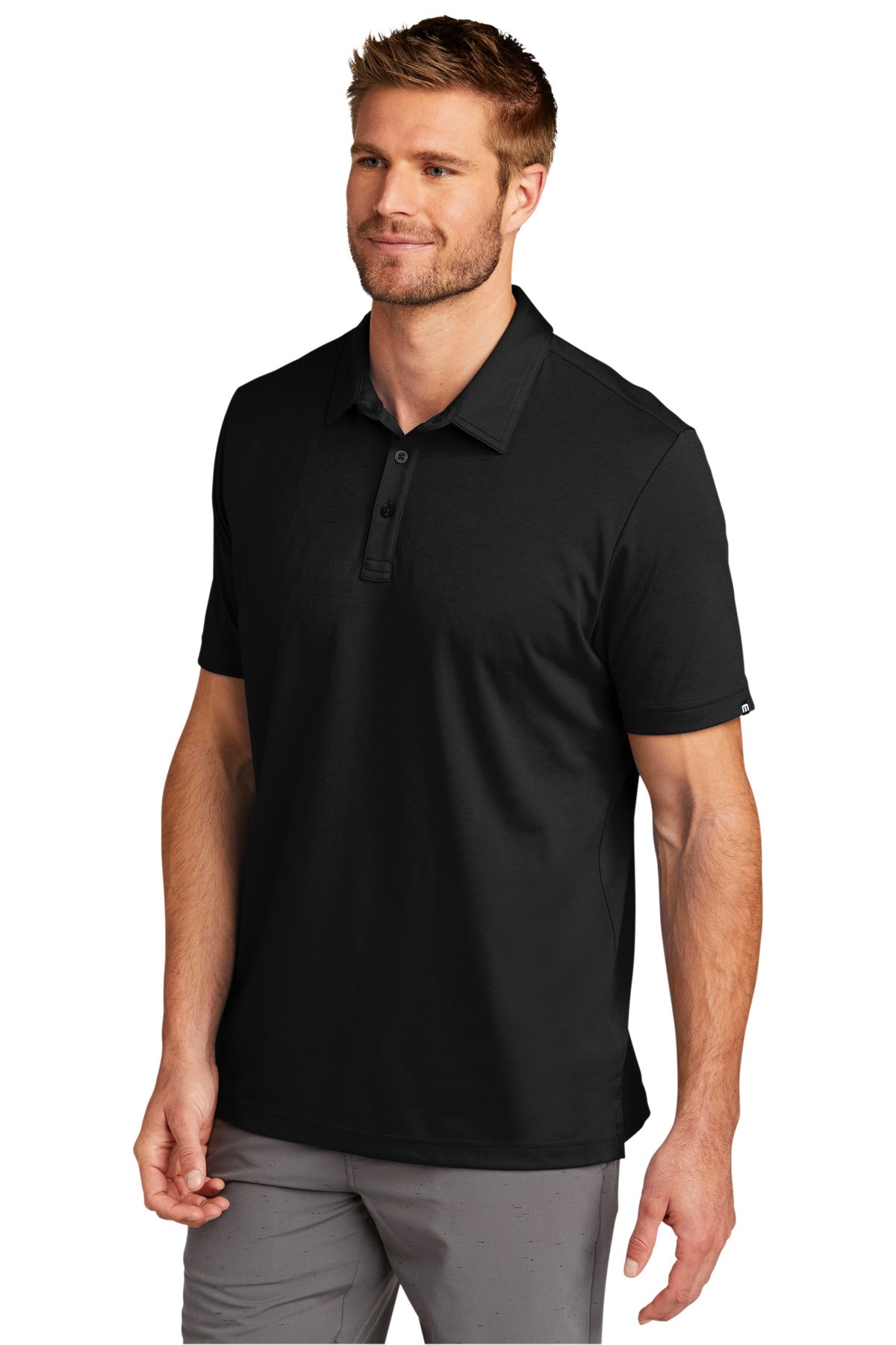 TravisMathew Oceanside Solid Polo. TM1MU411 - Black - three_q