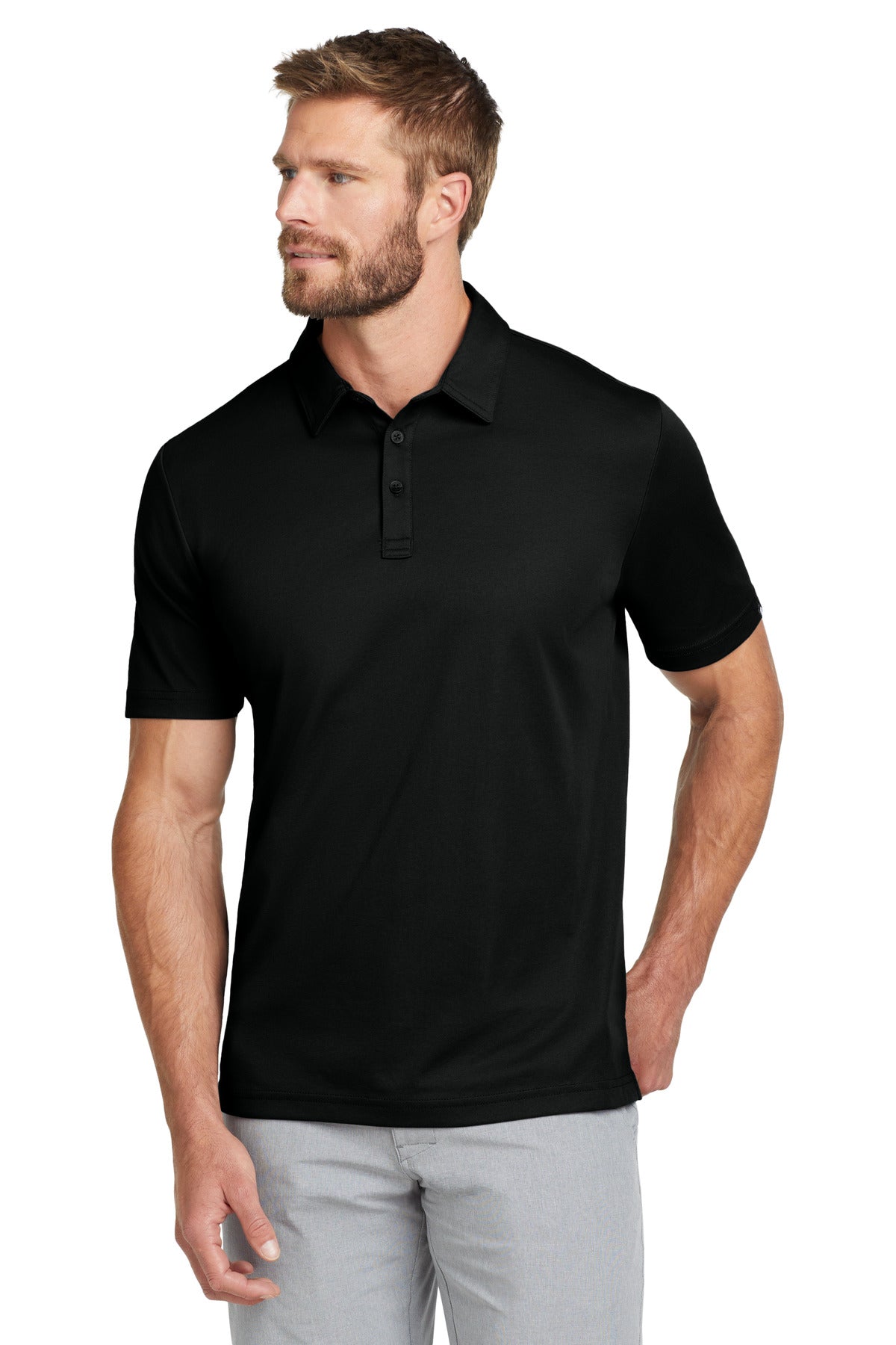 TravisMathew Oceanside Solid Polo. TM1MU411 - Black - front
