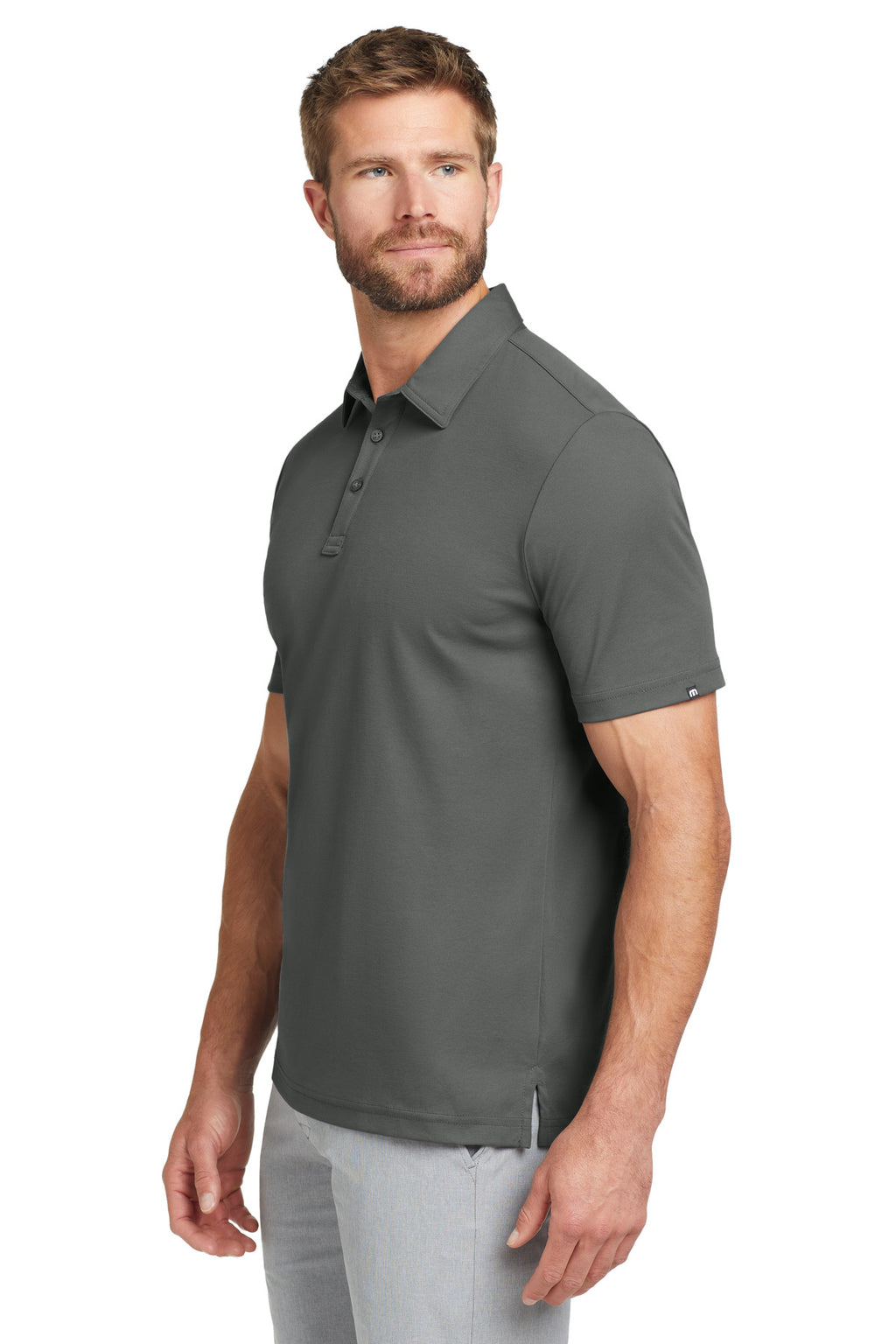 TravisMathew Oceanside Solid Polo. TM1MU411 - Quiet Shade Grey - side