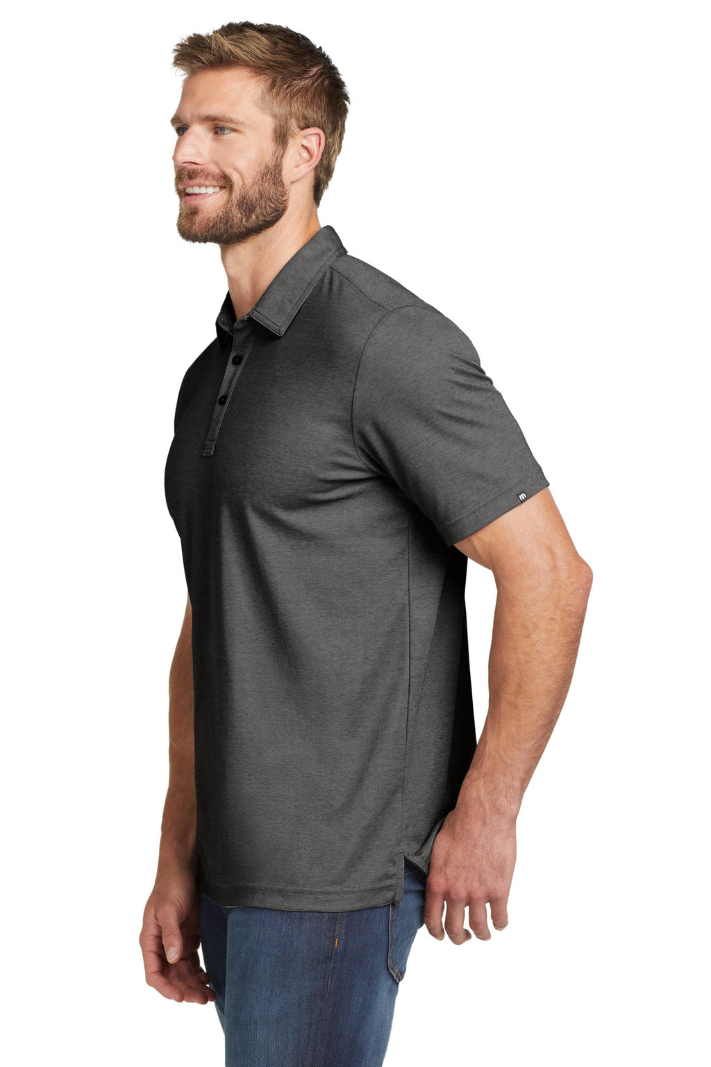 TravisMathew Oceanside Heather Polo. TM1MU412 - Black Heather - side