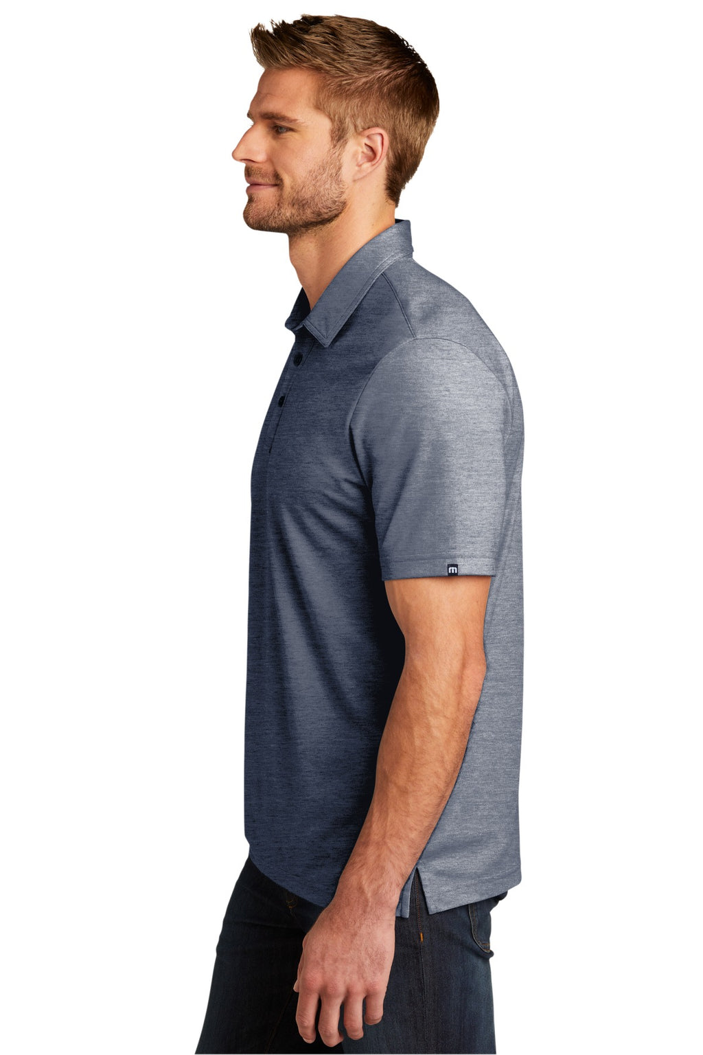 TravisMathew Oceanside Heather Polo. TM1MU412 - Blue Nights Heather - side