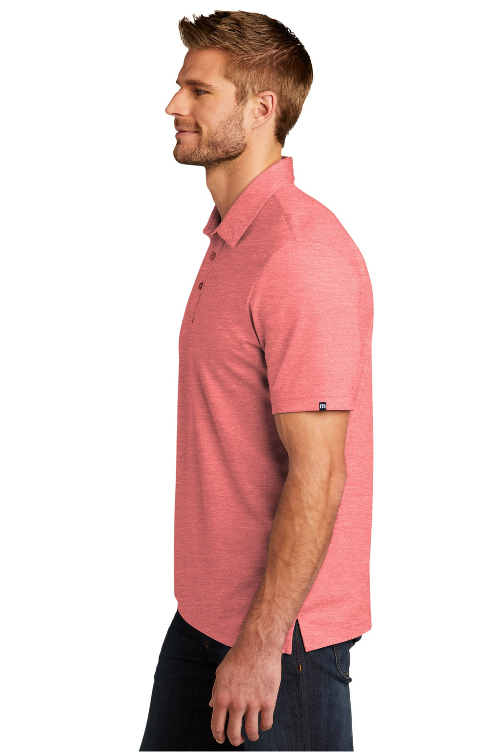 TravisMathew Oceanside Heather Polo. TM1MU412 - Cardinal Heather - side