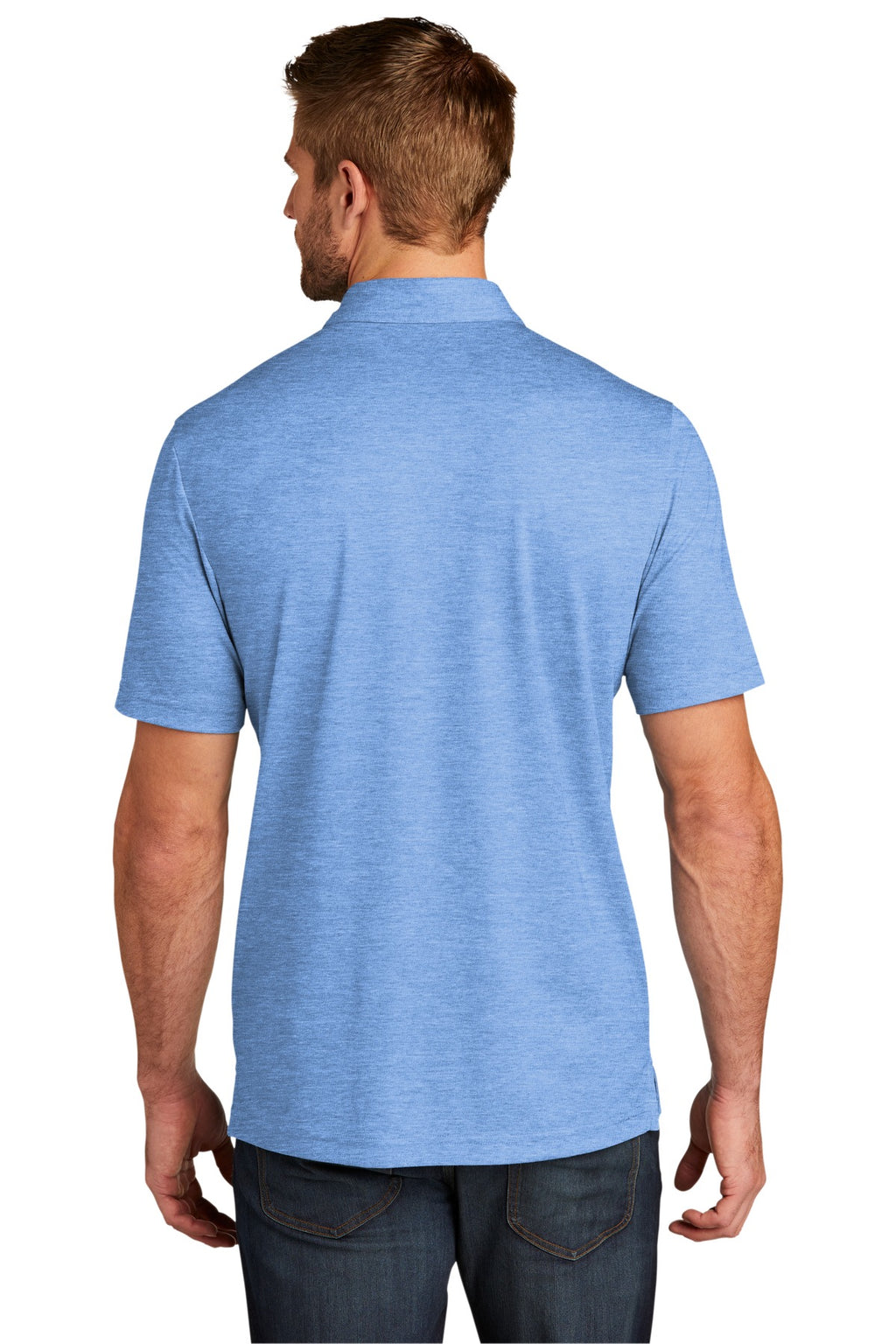 TravisMathew Oceanside Heather Polo. TM1MU412 - Classic Blue Heather - back