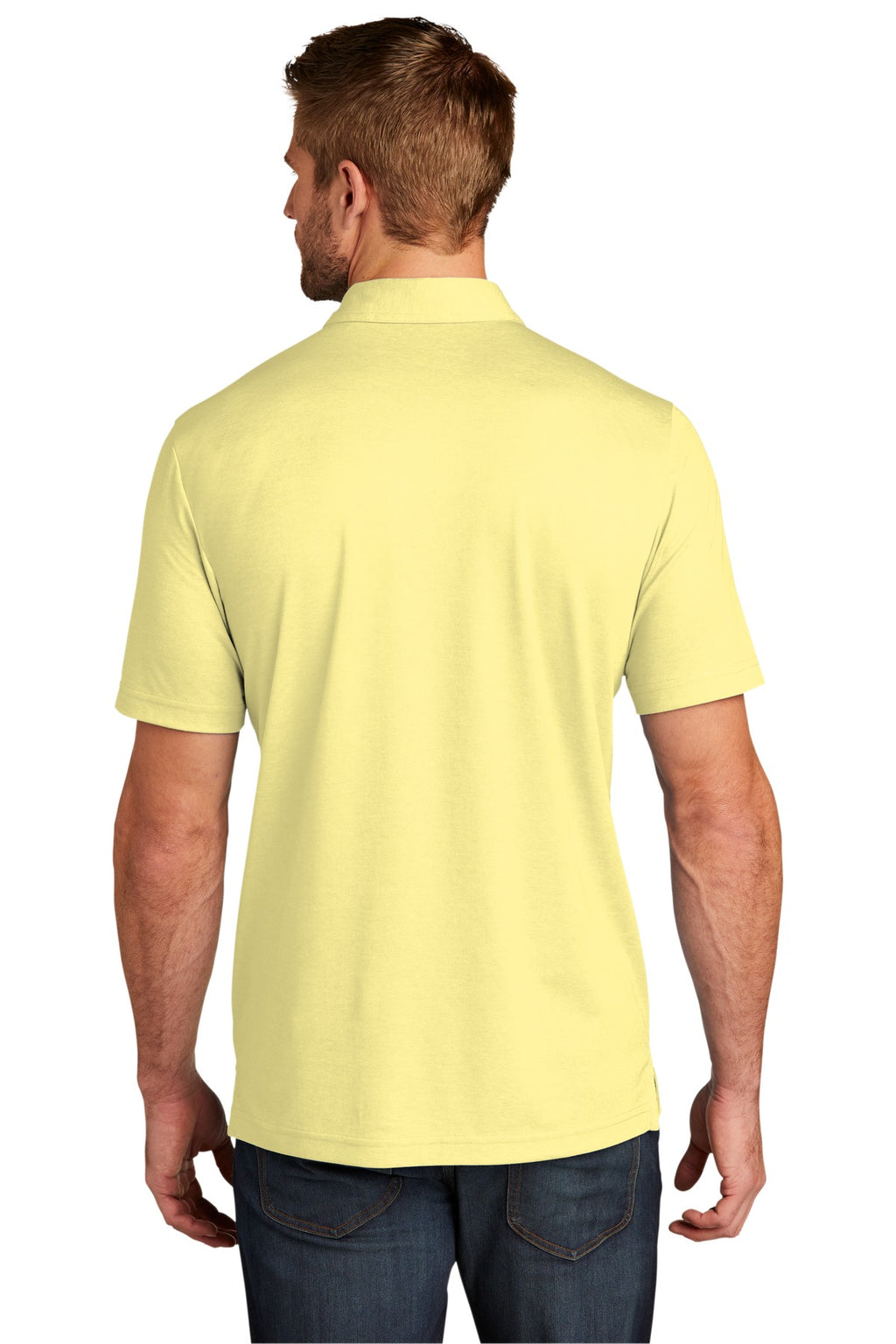 TravisMathew Oceanside Heather Polo. TM1MU412 - Pale Banana Heather - back