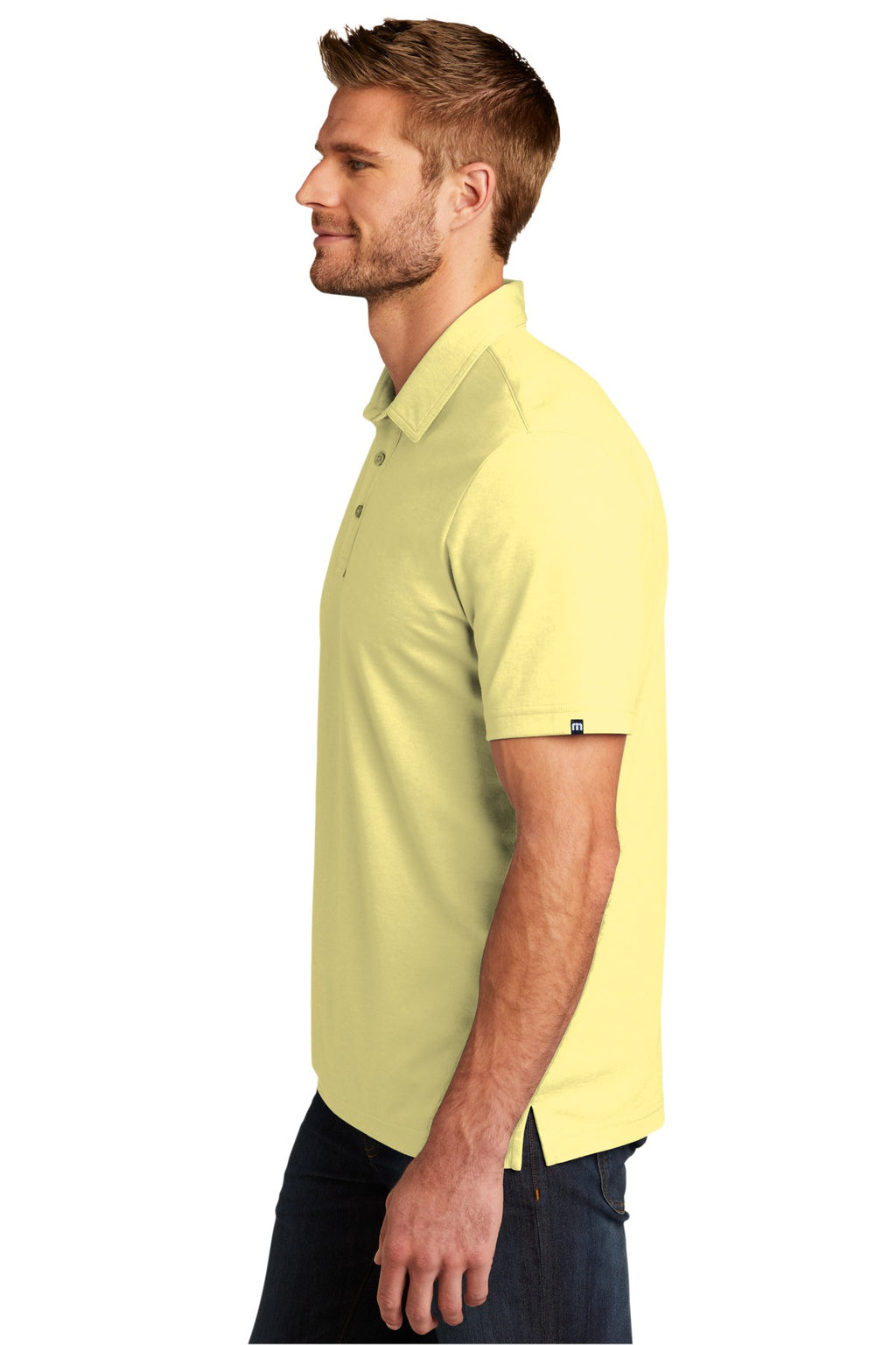 TravisMathew Oceanside Heather Polo. TM1MU412 - Pale Banana Heather - side