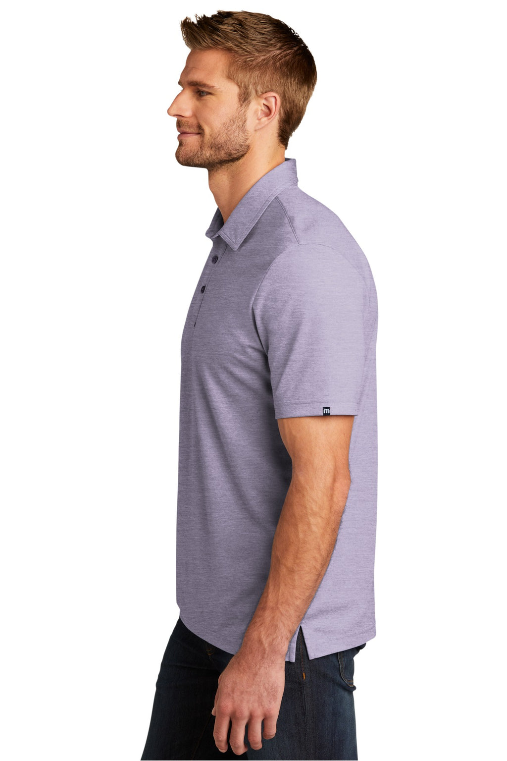 TravisMathew Oceanside Heather Polo. TM1MU412 - Purple Sage Heather - side