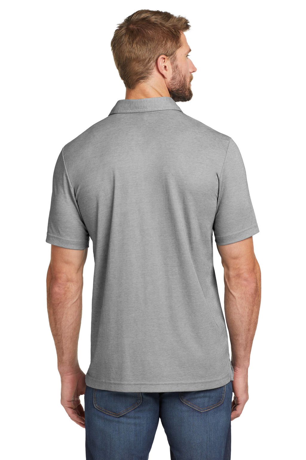 TravisMathew Oceanside Heather Polo. TM1MU412 - Quiet Shade Grey Heather - back