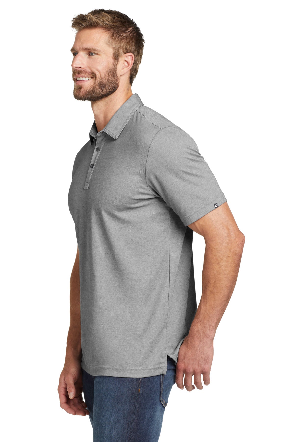 TravisMathew Oceanside Heather Polo. TM1MU412 - Quiet Shade Grey Heather - side