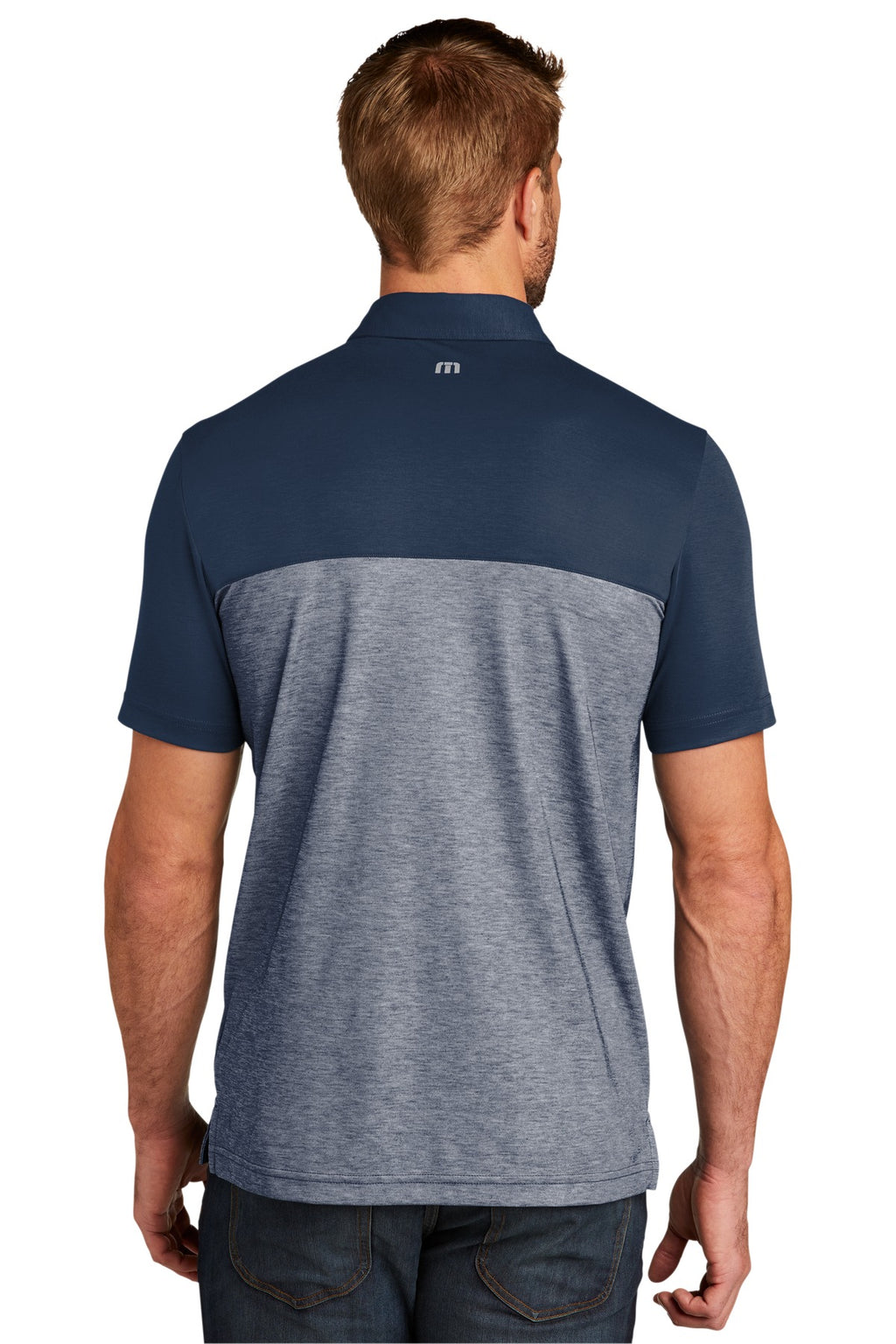 TravisMathew Oceanside Blocked Polo. TM1MU414 - Blue Nights/ Blue Nights Heather - back