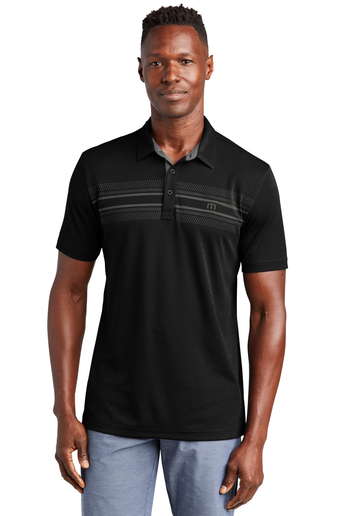 TravisMathew Monterey Chest Stripe Polo TM1MW450 - Black - front