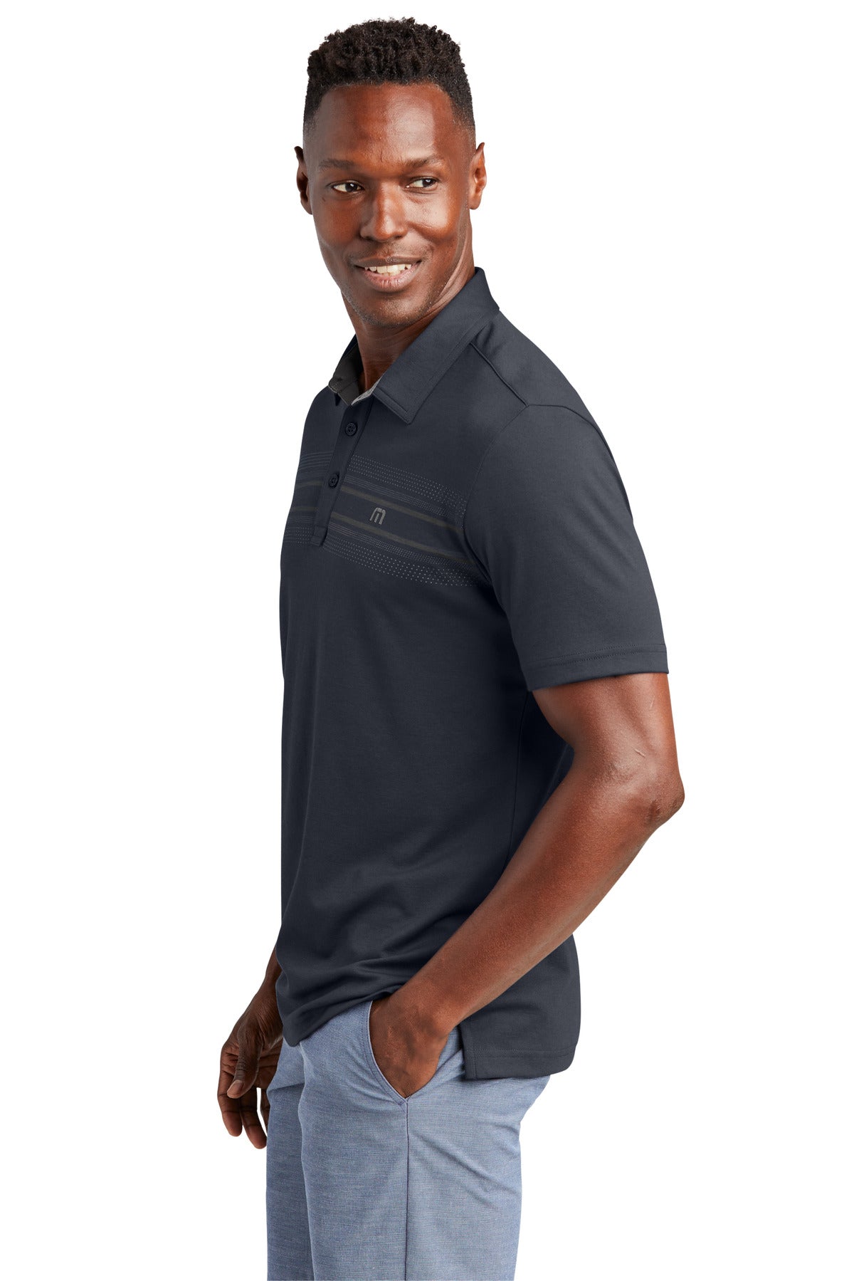 TravisMathew Monterey Chest Stripe Polo TM1MW450 - Blue Nights - three_q