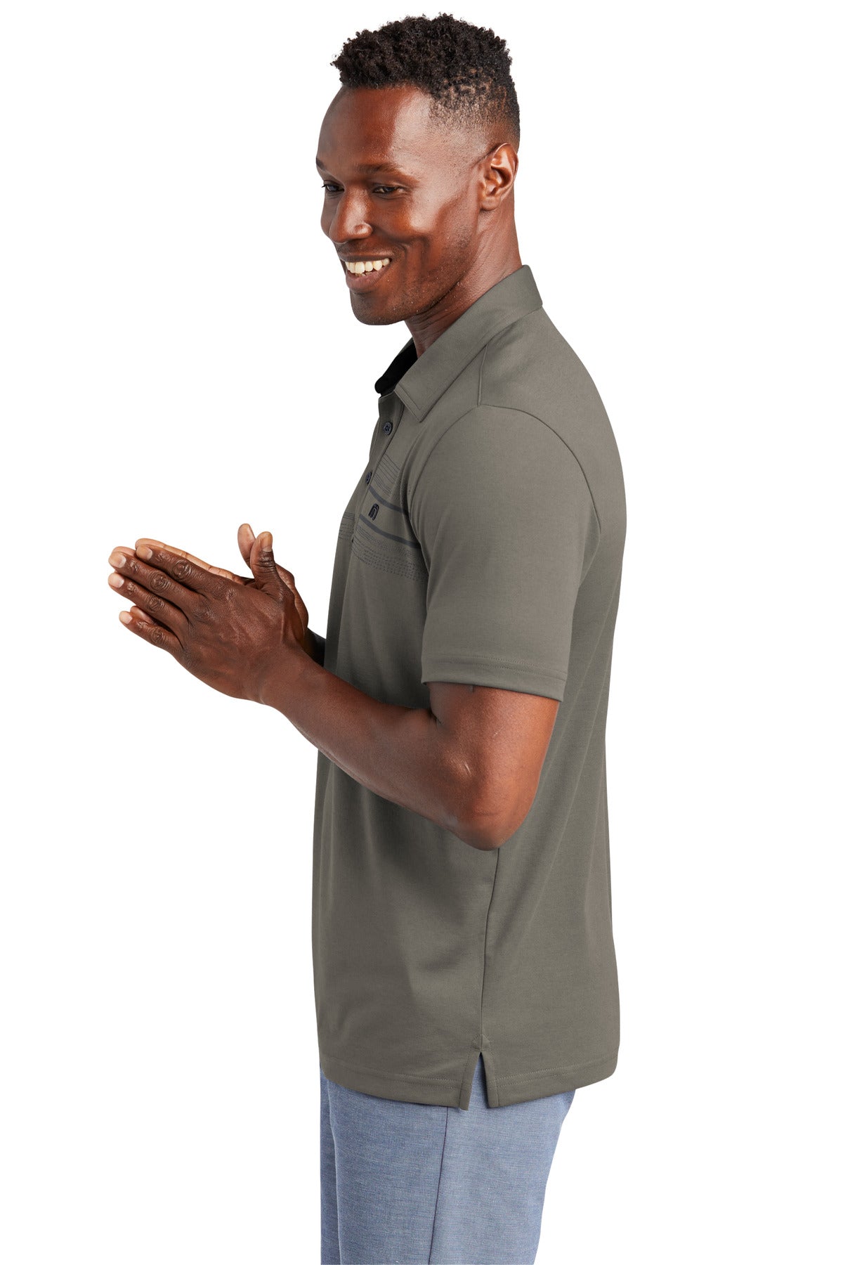 TravisMathew Monterey Chest Stripe Polo TM1MW450 - Quiet Shade Grey - side