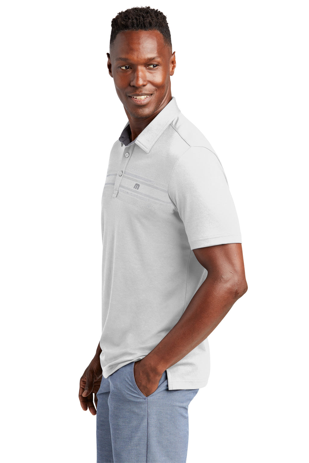 TravisMathew Monterey Chest Stripe Polo TM1MW450 - White - three_q