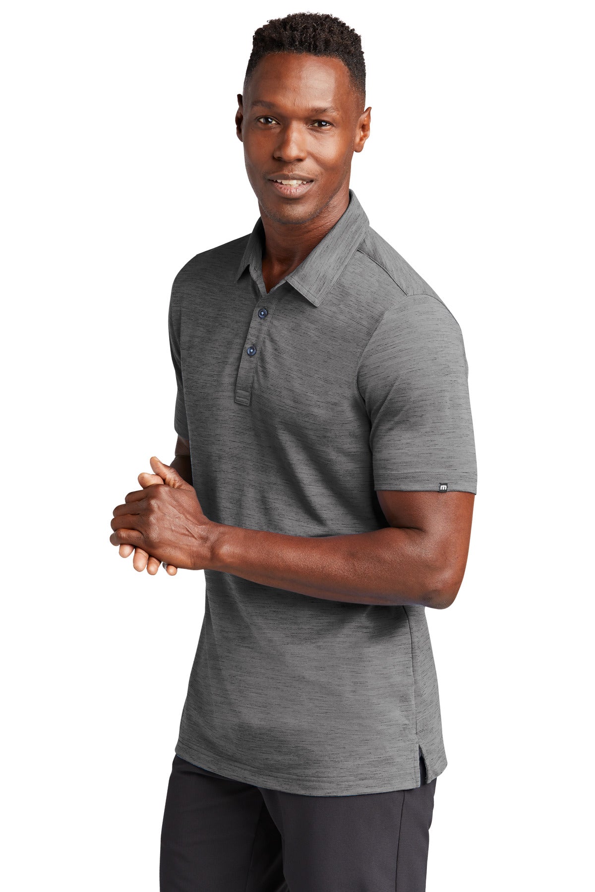 TravisMathew Auckland Slub Polo TM1MW451 - Dark Grey - three_q