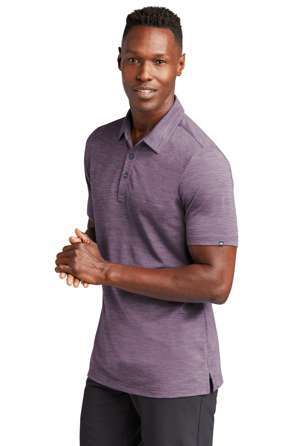 TravisMathew Auckland Slub Polo TM1MW451 - Purple Sage - three_q