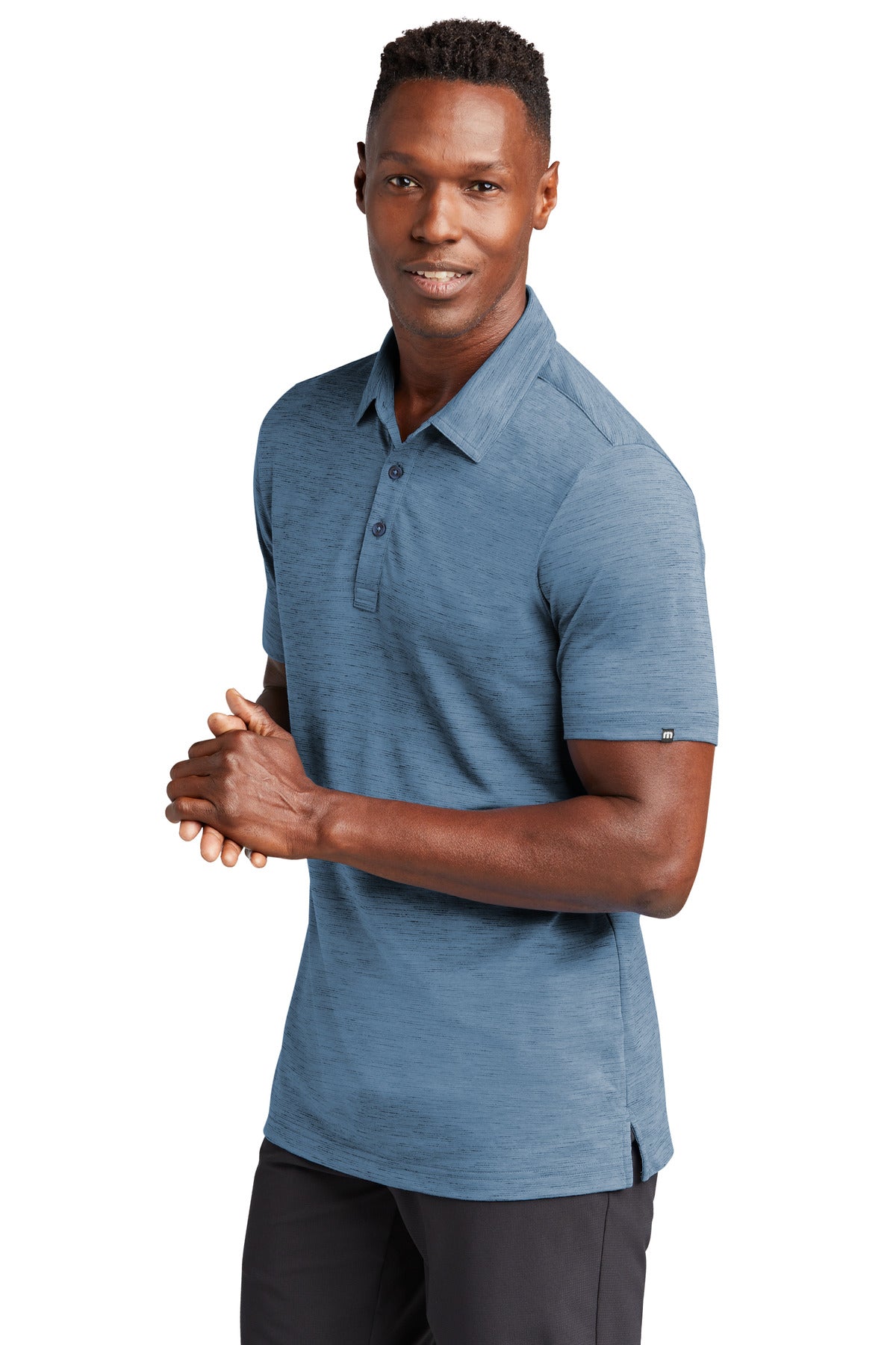 TravisMathew Auckland Slub Polo TM1MW451 - Riviera Blue - three_q