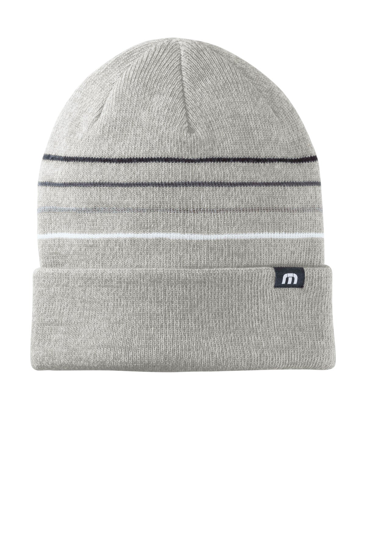 TravisMathew Striped Cuffed Beanie TM1MY393 - Light Grey Heather - front