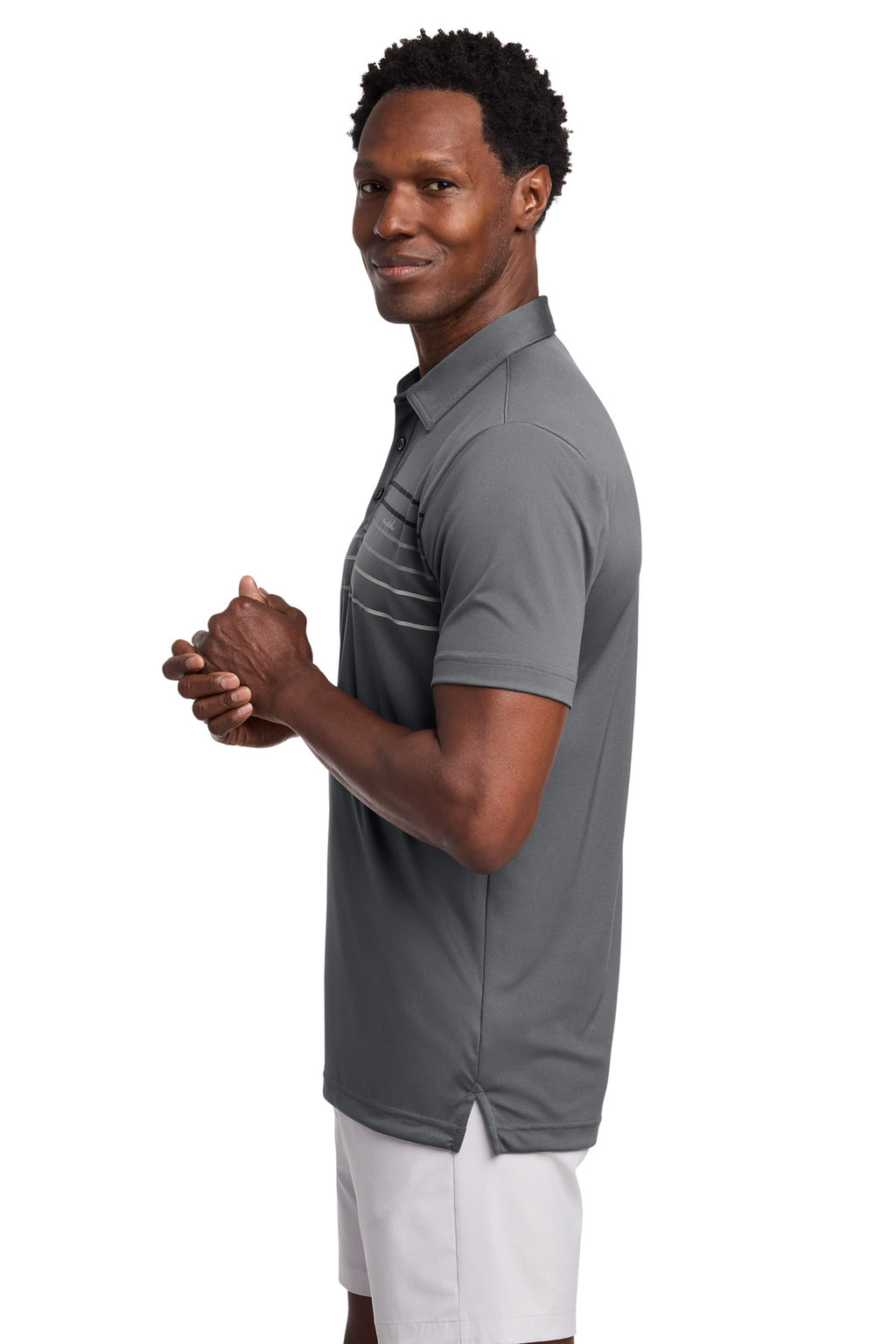 TravisMathew Coto Performance Chest Stripe Polo TM1MY400 - Dark Grey - side