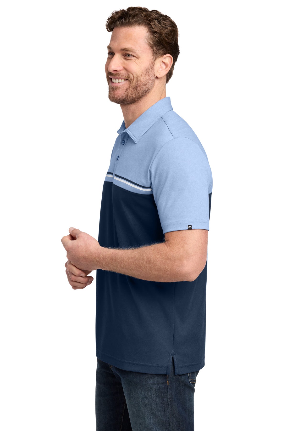 TravisMathew Sunset Blocked Polo TM1MY401 - Riviera Heather/ Blue Nights - side