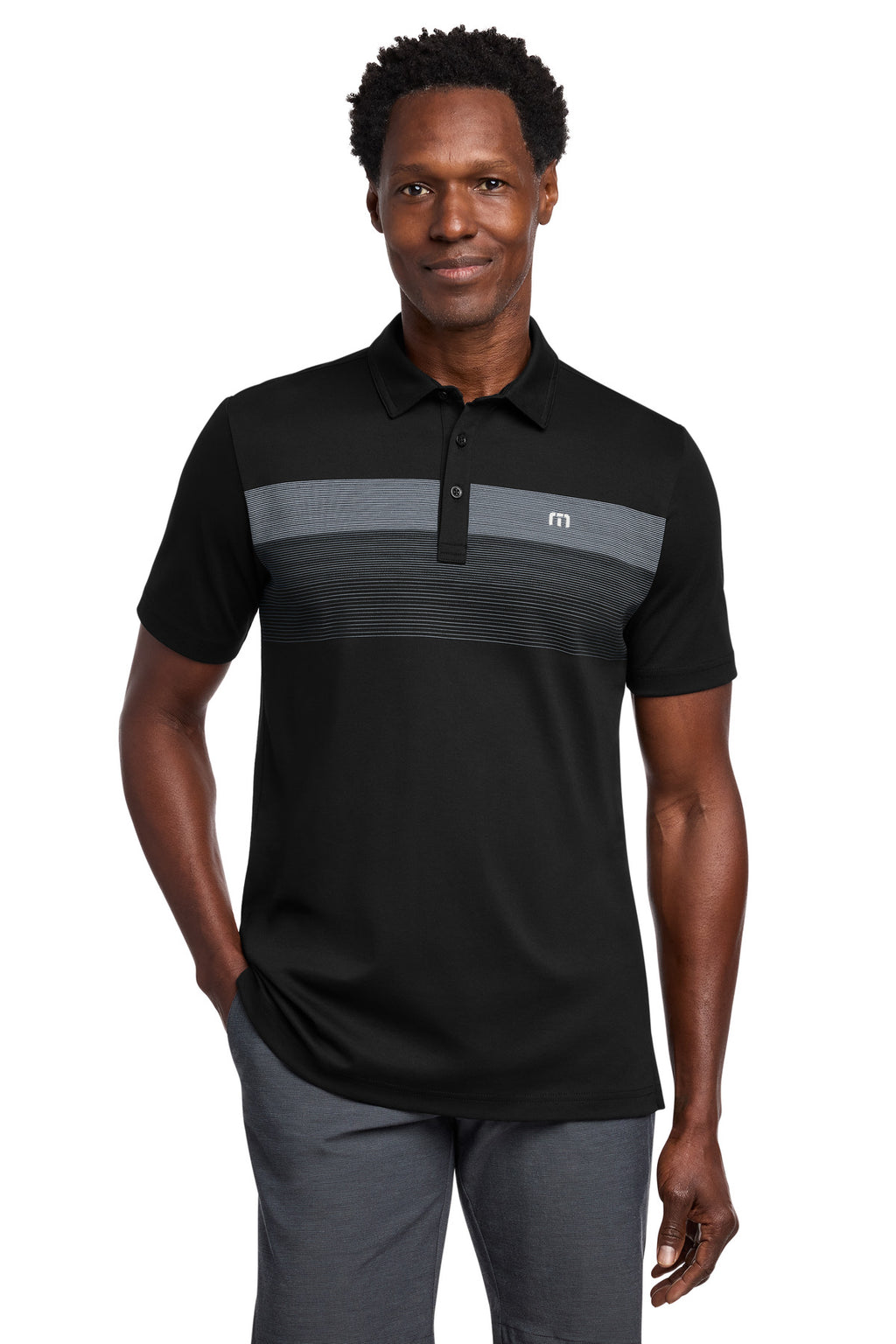 TravisMathew Coastal Chest Stripe Polo TM1MY402 - Black - front