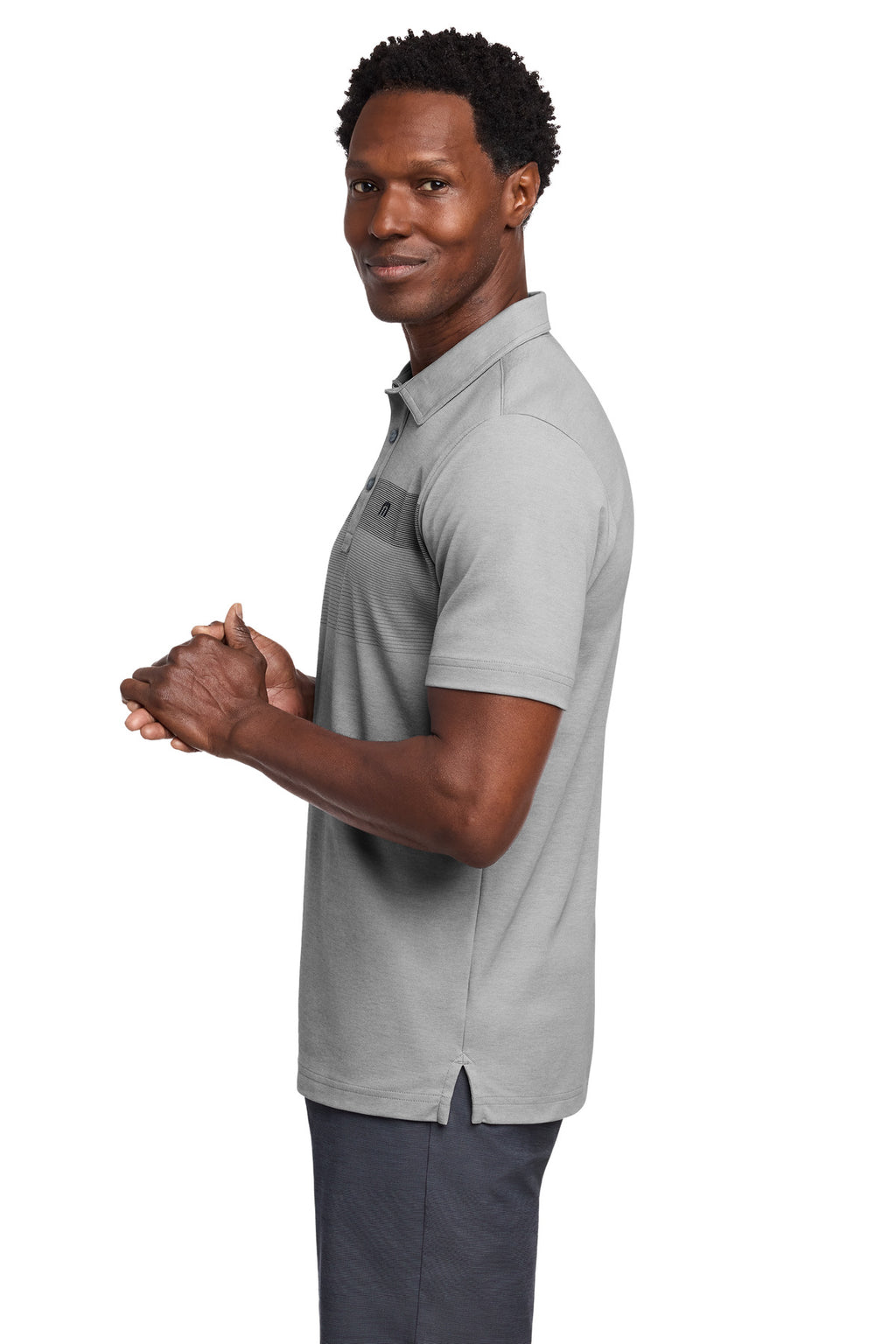 TravisMathew Coastal Chest Stripe Polo TM1MY402 - Quiet Shade Grey Heather - side