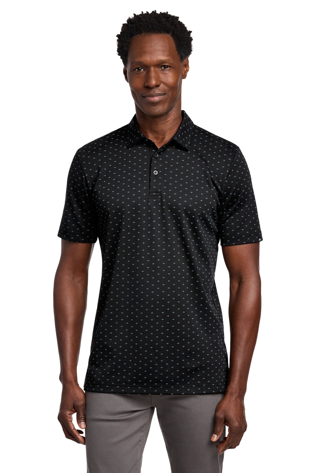 TravisMathew Oceanside Geo Polo TM1MY403 - Black/ Aegean Blue - front