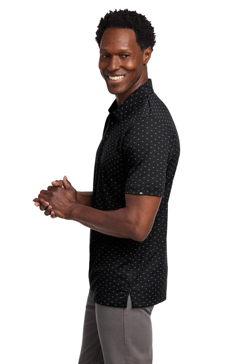 TravisMathew Oceanside Geo Polo TM1MY403 - Black/ Aegean Blue - side