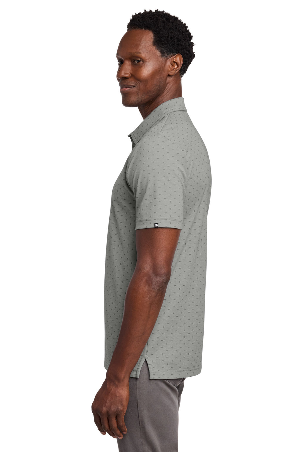 TravisMathew Oceanside Geo Polo TM1MY403 - Quiet Shade Grey Heather/ Dark Grey - side