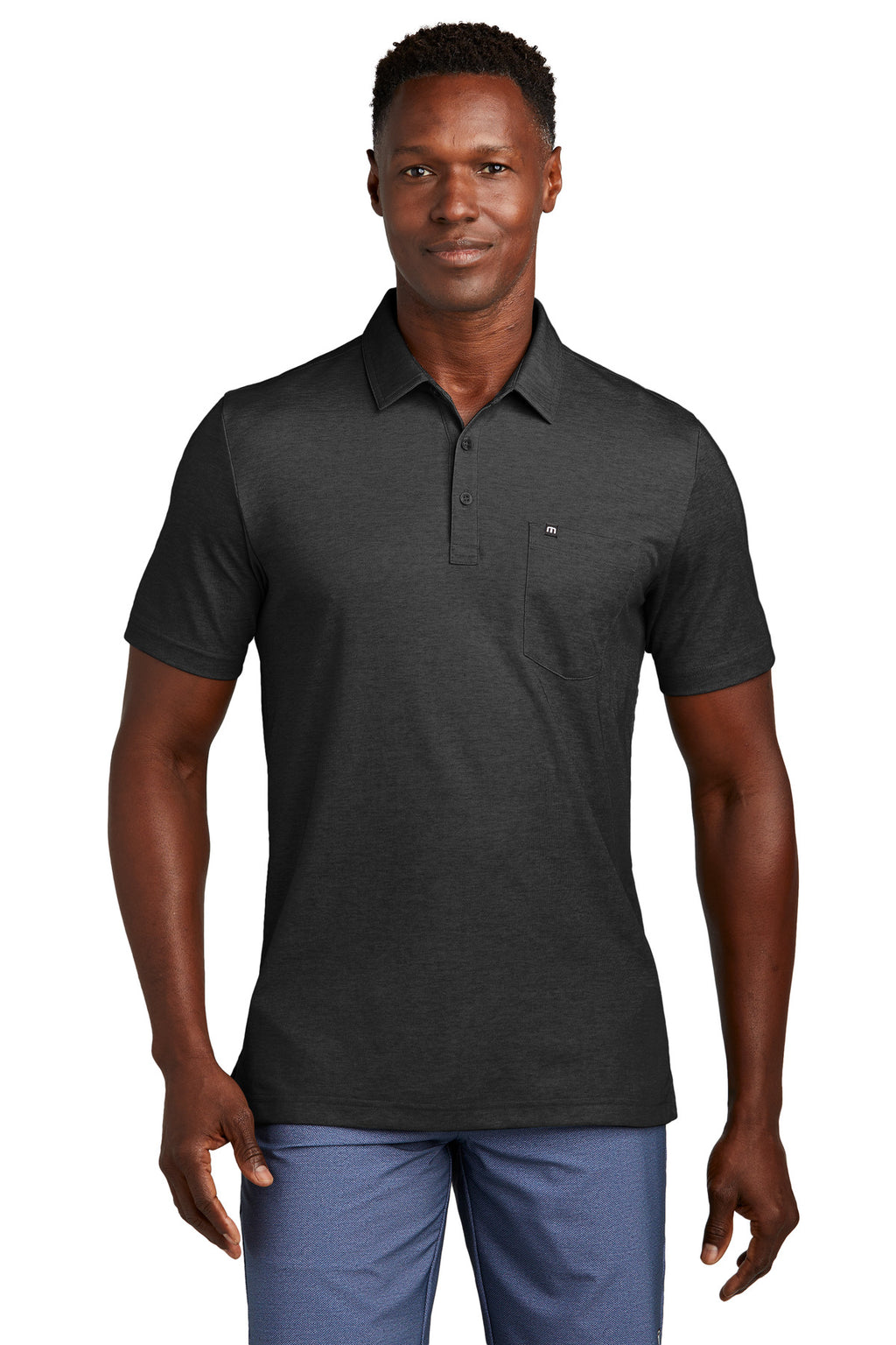 TravisMathew Oceanside Heather Pocket Polo TM1MY404 - Black Heather - front