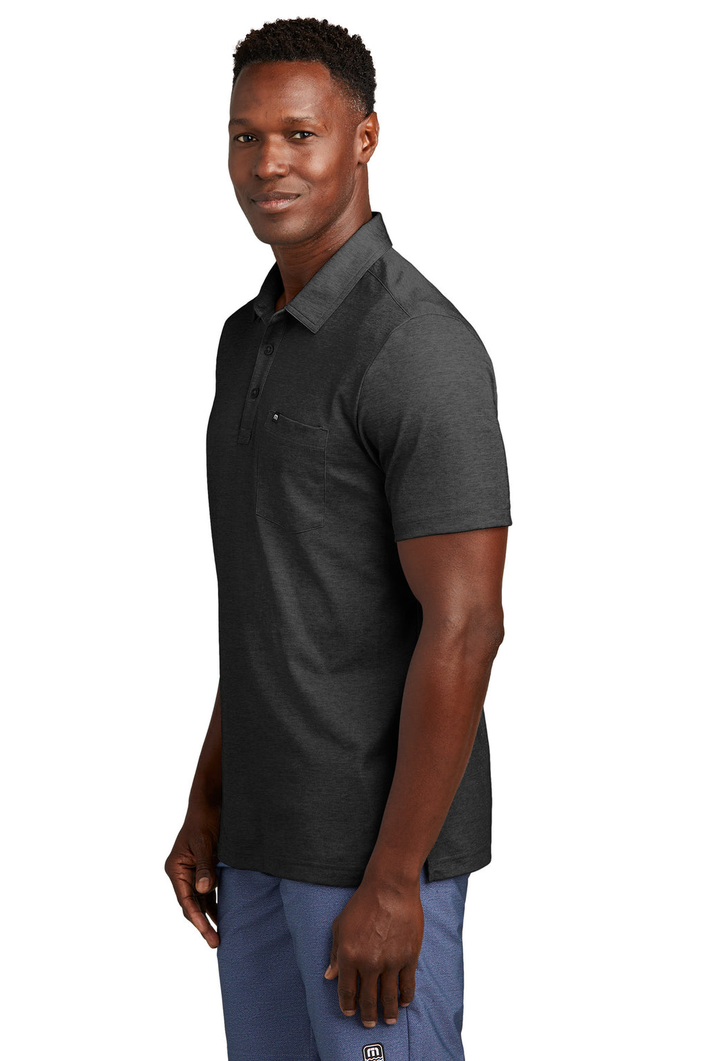 TravisMathew Oceanside Heather Pocket Polo TM1MY404 - Black Heather - side