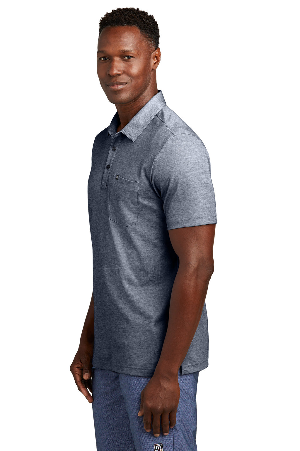 TravisMathew Oceanside Heather Pocket Polo TM1MY404 - Blue Nights Heather - side