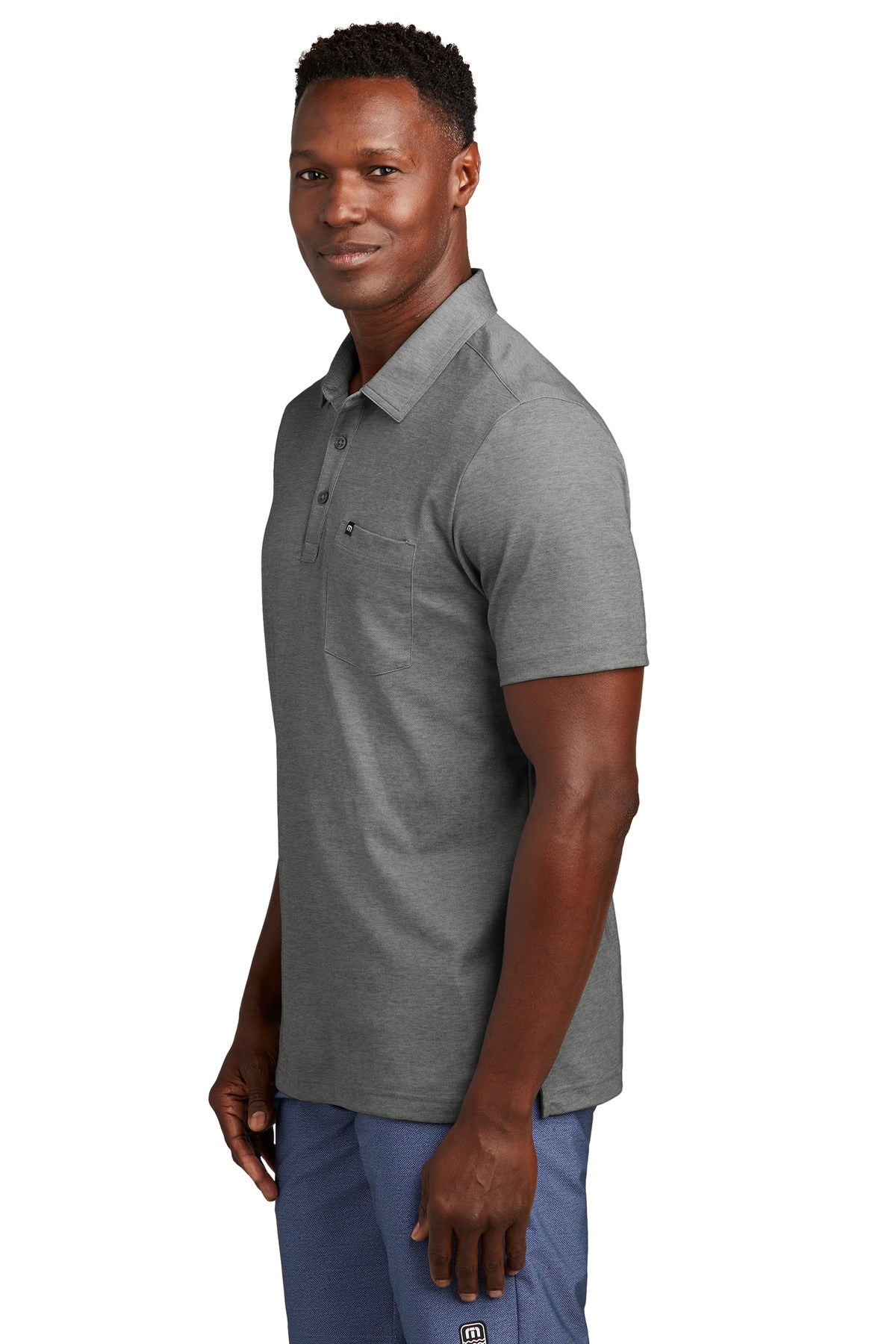 TravisMathew Oceanside Heather Pocket Polo TM1MY404 - Quiet Shade Grey Heather - side
