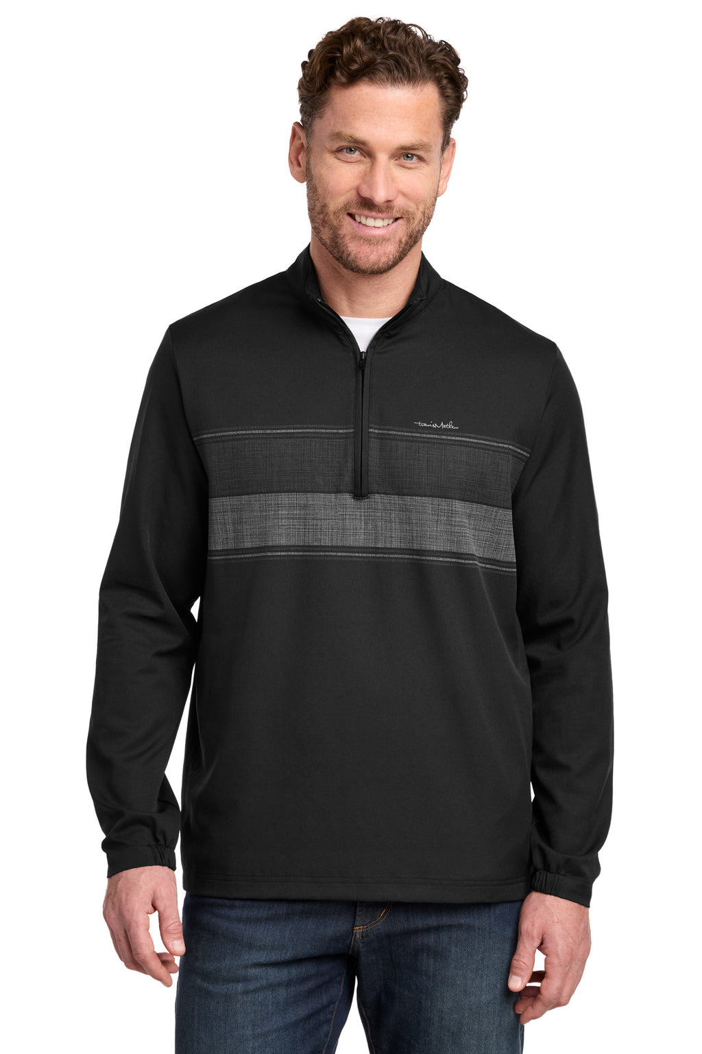 TravisMathew Balboa Chest Stripe 1/4-Zip TM1MZ340 - Black - front