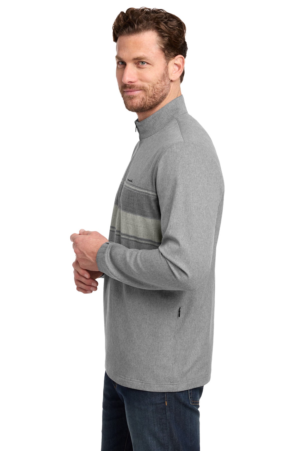 TravisMathew Balboa Chest Stripe 1/4-Zip TM1MZ340 - Dark Grey Heather - side