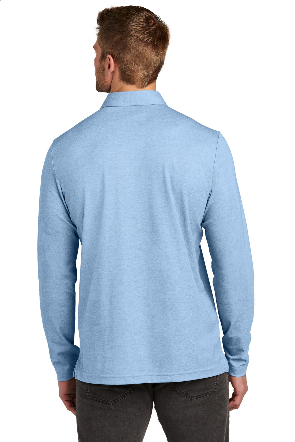 TravisMathew Oceanside Heather Long Sleeve Polo TM1MZ343 - Allure Heather - back