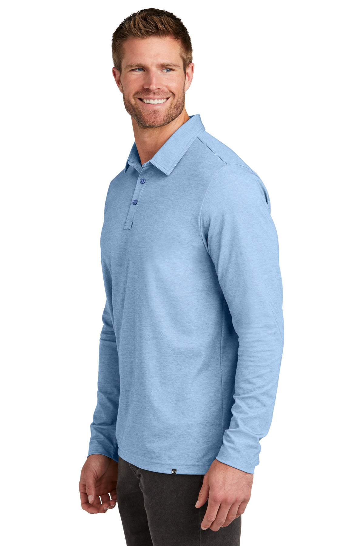 TravisMathew Oceanside Heather Long Sleeve Polo TM1MZ343 - Allure Heather - side