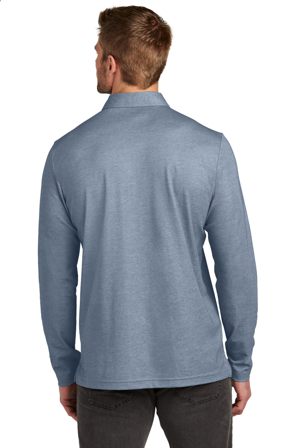 TravisMathew Oceanside Heather Long Sleeve Polo TM1MZ343 - Blue Nights Heather - back