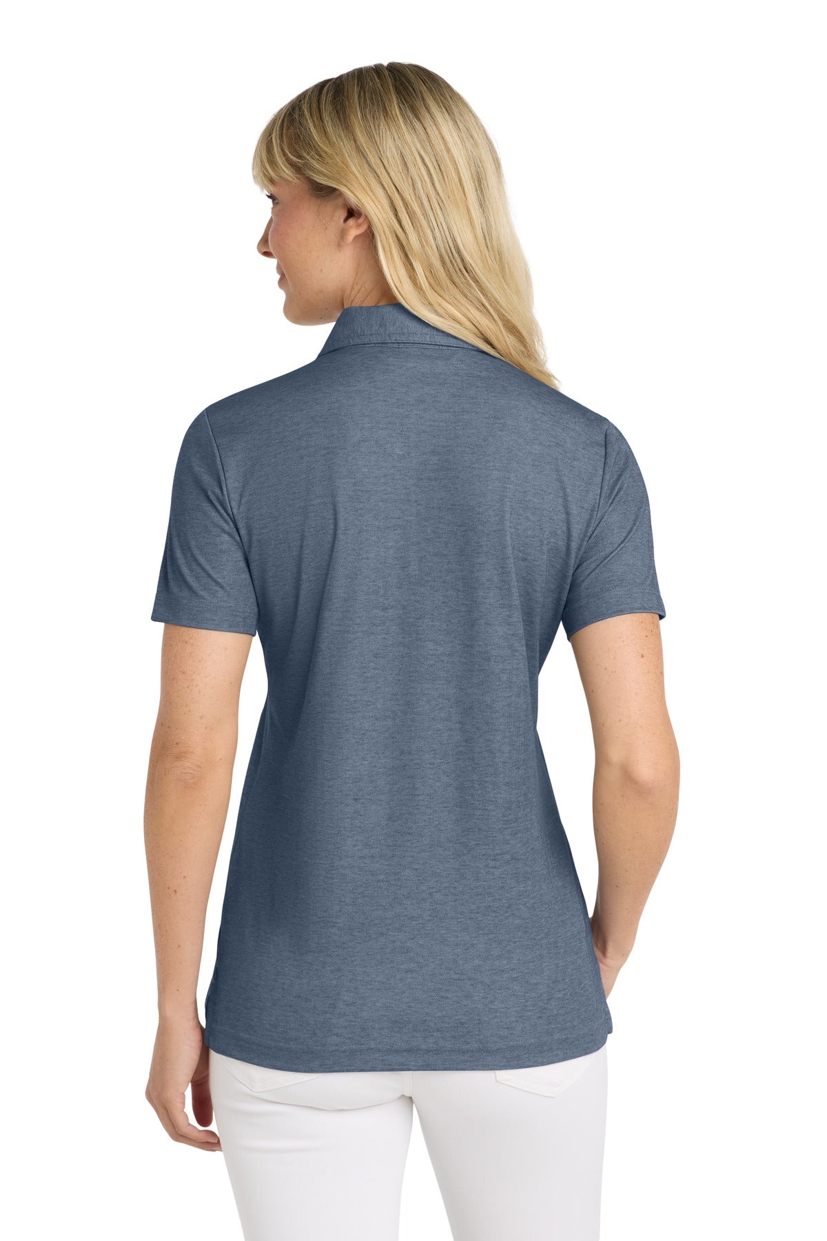 TravisMathew Women's Oceanside Heather Polo TM1WW002 - Blue Nights Heather - back
