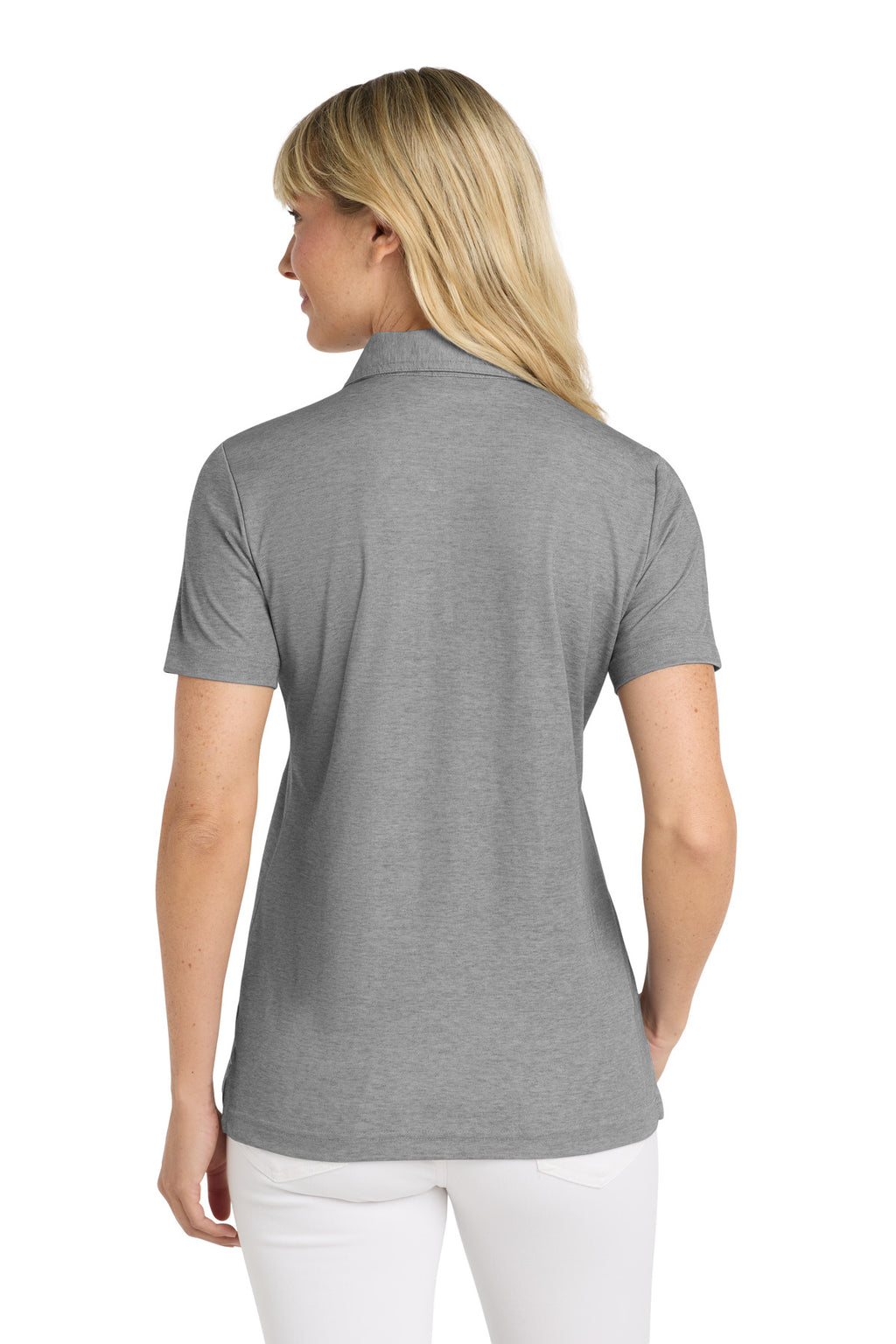 TravisMathew Women's Oceanside Heather Polo TM1WW002 - Quiet Shade Grey Heather - back