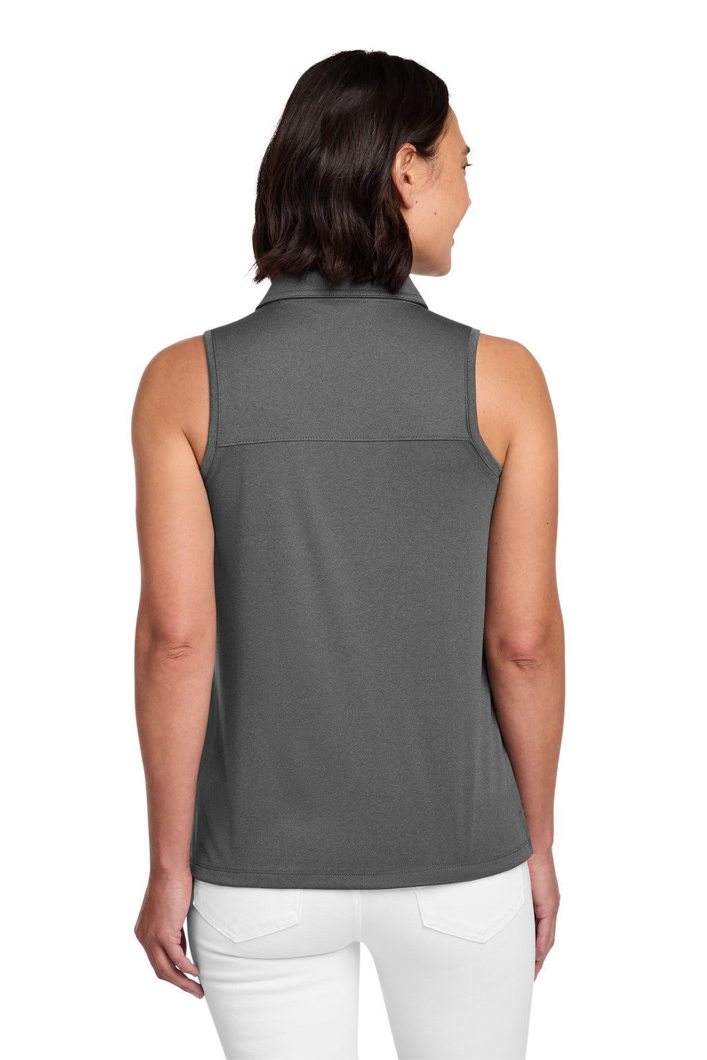 TravisMathew Women's Coto Performance Sleeveless Polo TM1WX001 - Quiet Shade Grey/ Black - back
