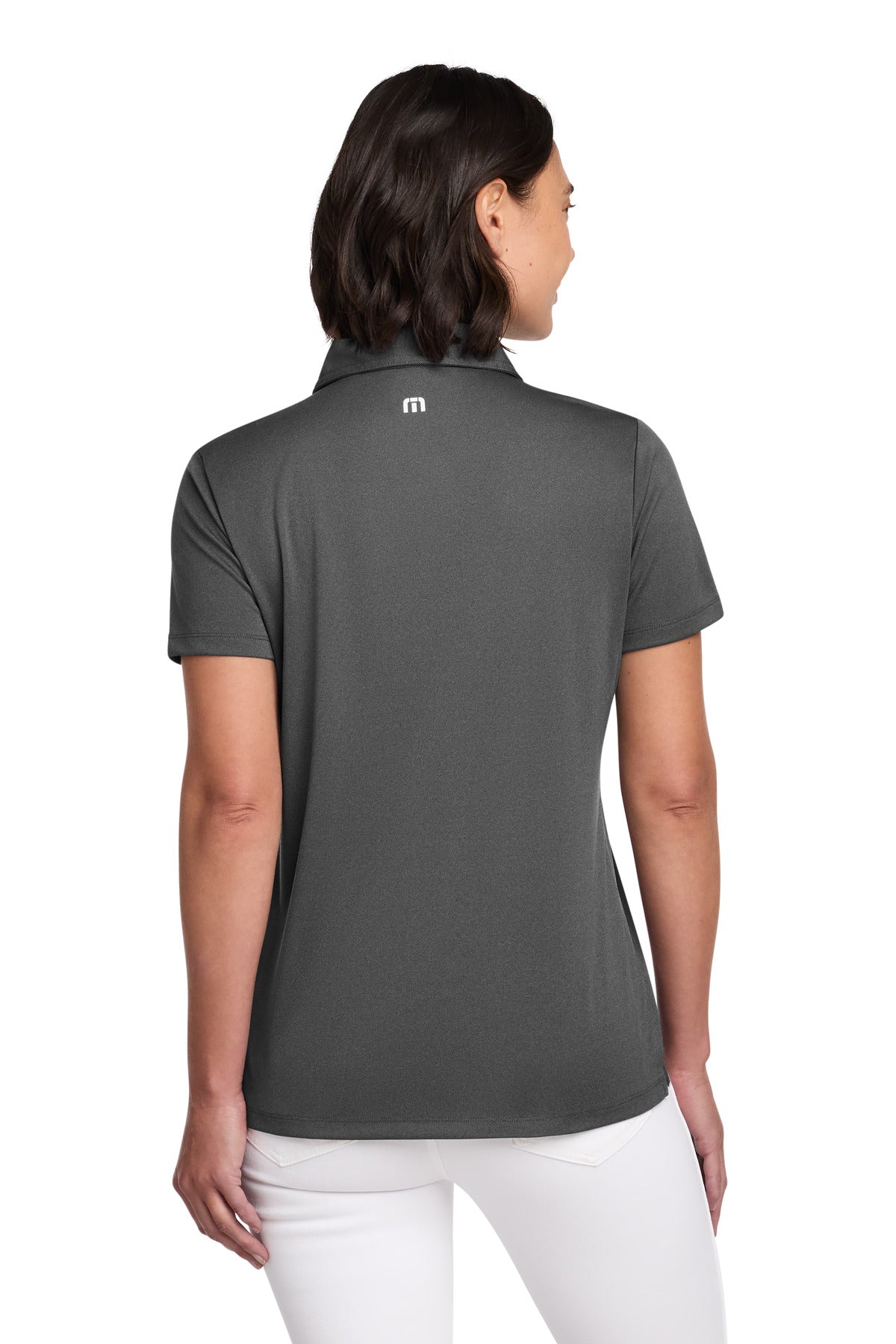TravisMathew Women's Coto Performance Polo TM1WX002 - Quiet Shade Grey/ Black - back